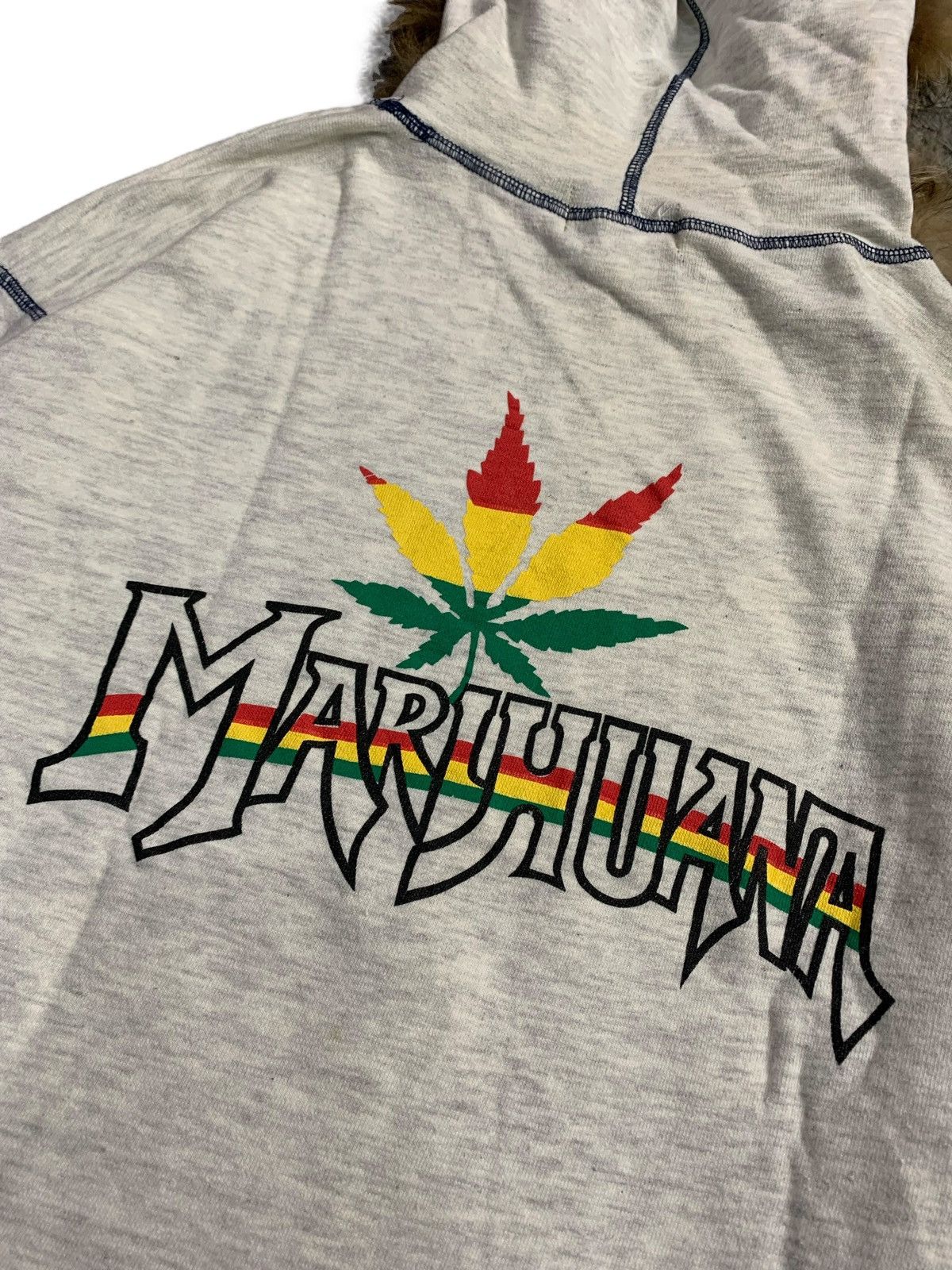 20471120 ARCHIVE STAR MARIJUANA FUR HOODIE BOB MARLEY RASTA STYLE Size US L / EU 52-54 / 3 - 4 Thumbnail