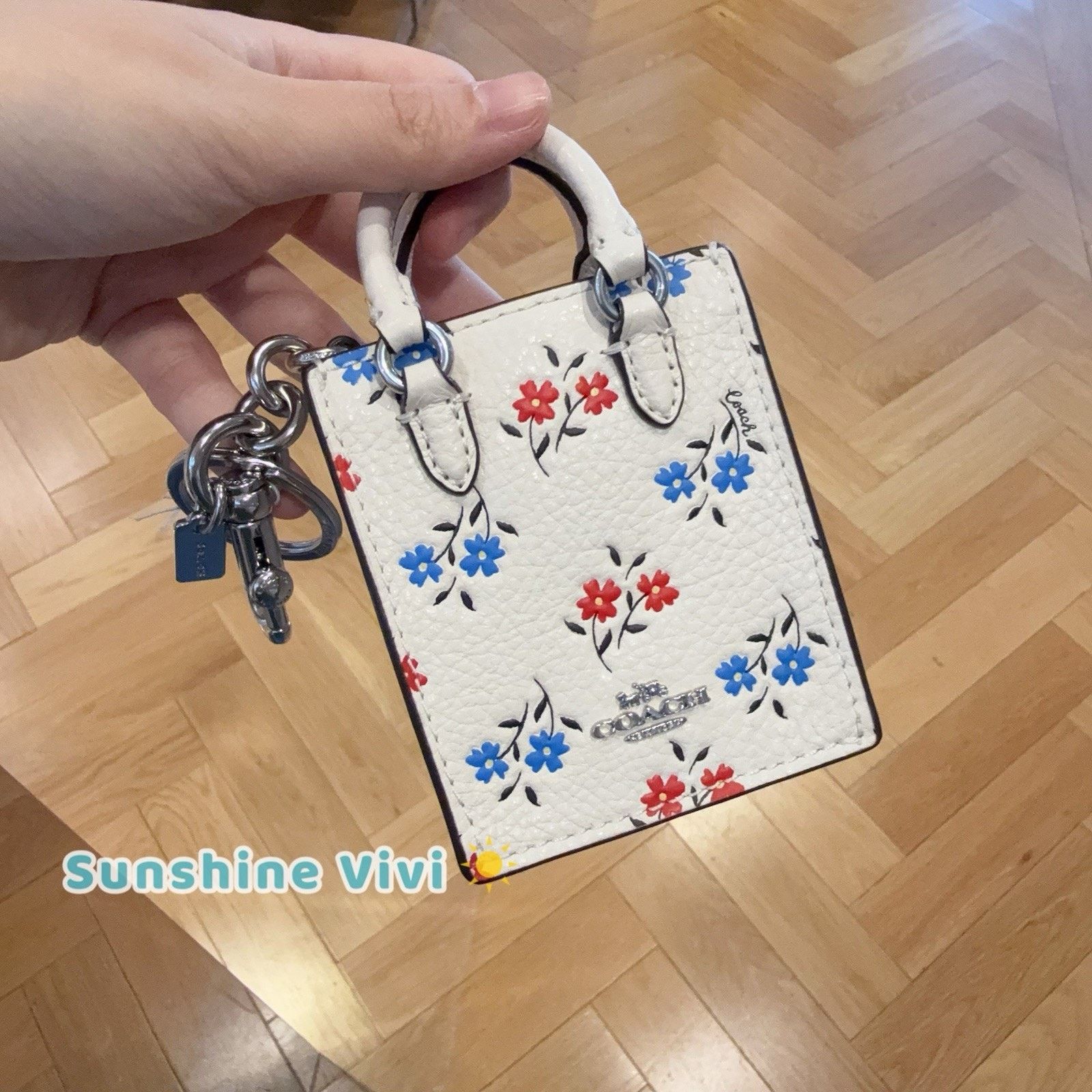 Coach NWT Coach CU545 North South Mini Leather Bag Charm Floral Size ONE SIZE - 1 Thumbnail