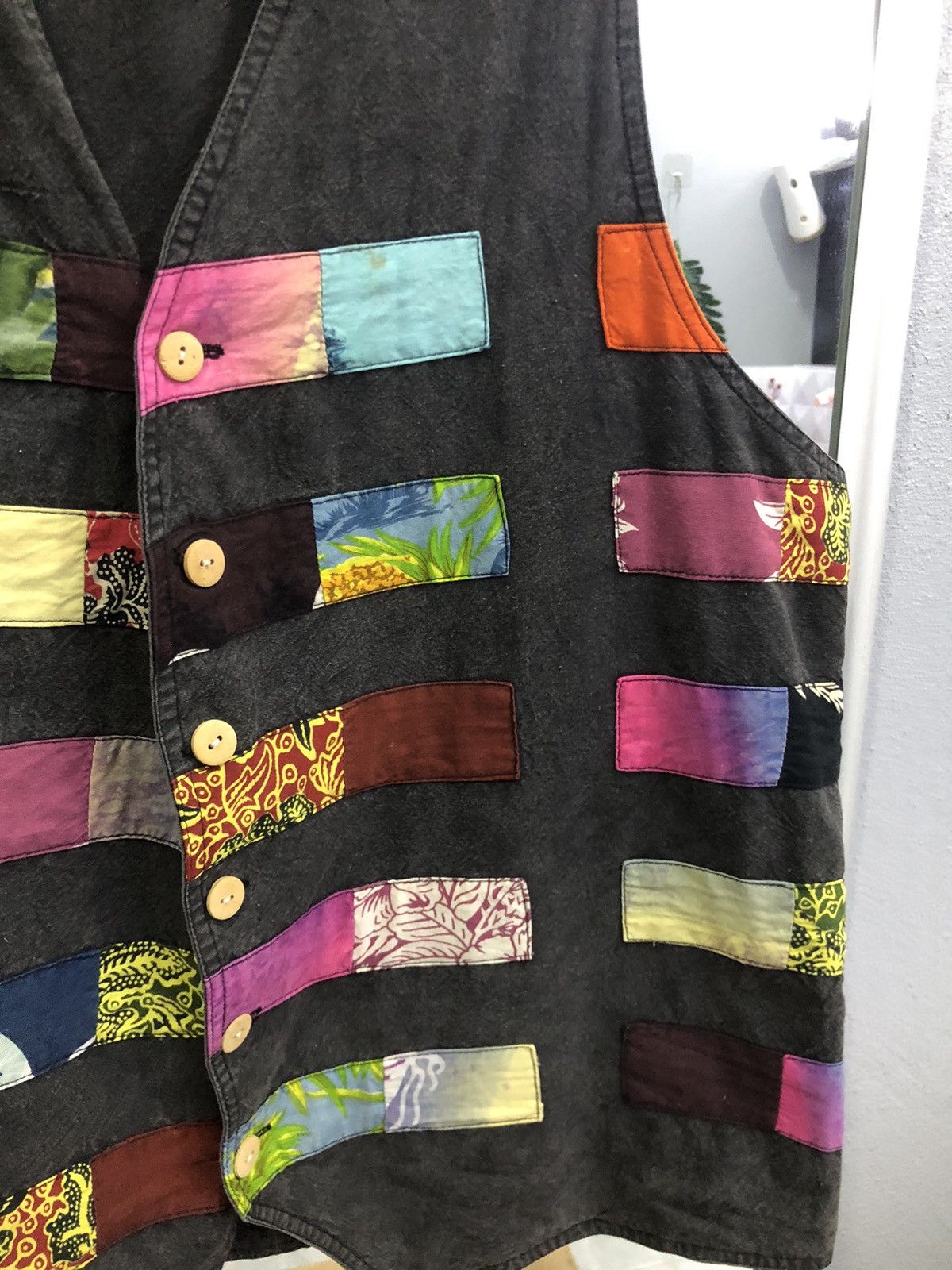 Japanese Brand El Rodeo Japan Patchwork Artisan Vest Black Faded Boho Craft Size US S / EU 44-46 / 1 - 4 Thumbnail