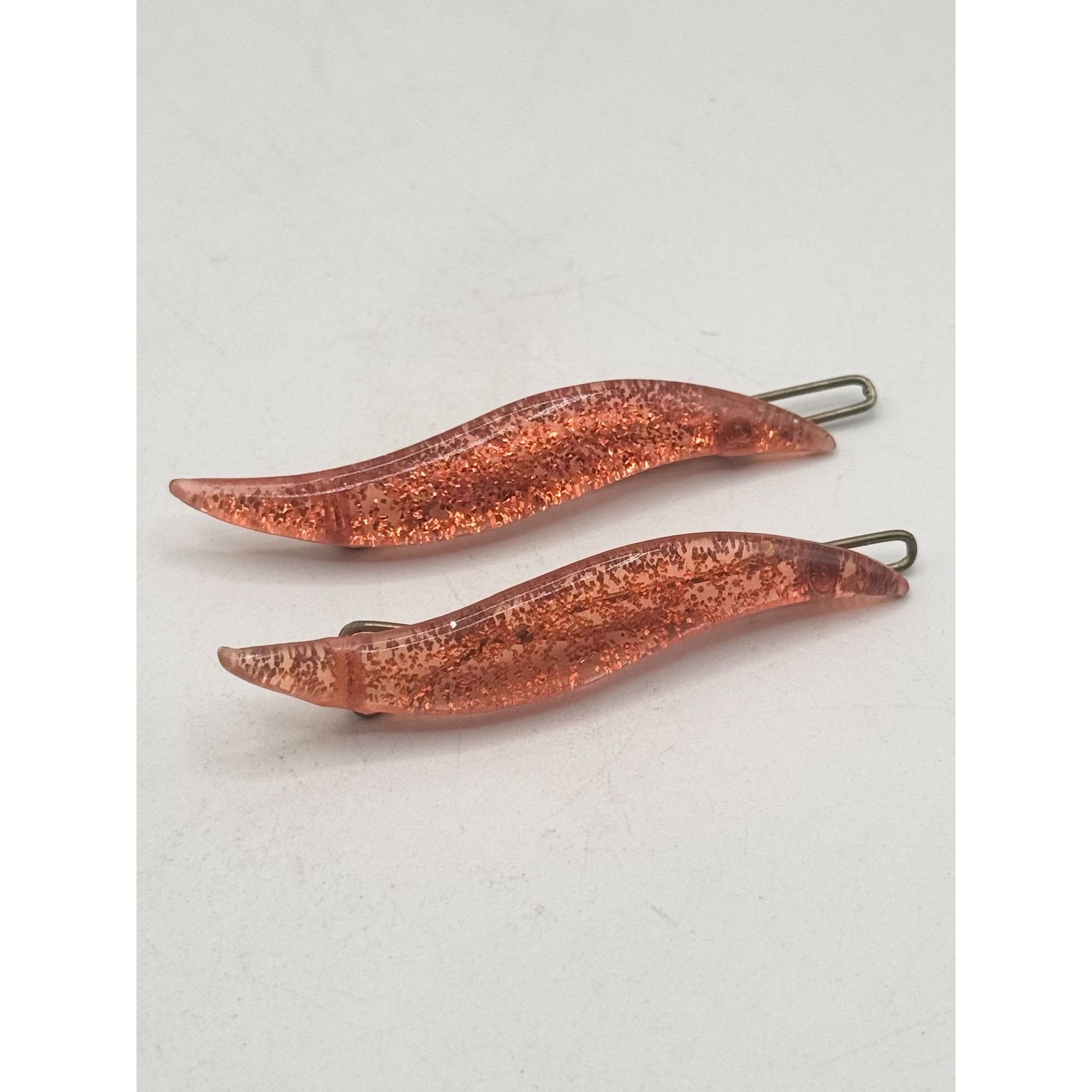 Vintage Vintage Lucite glitter hair clips barrettes set of two Size ONE SIZE - 3 Thumbnail