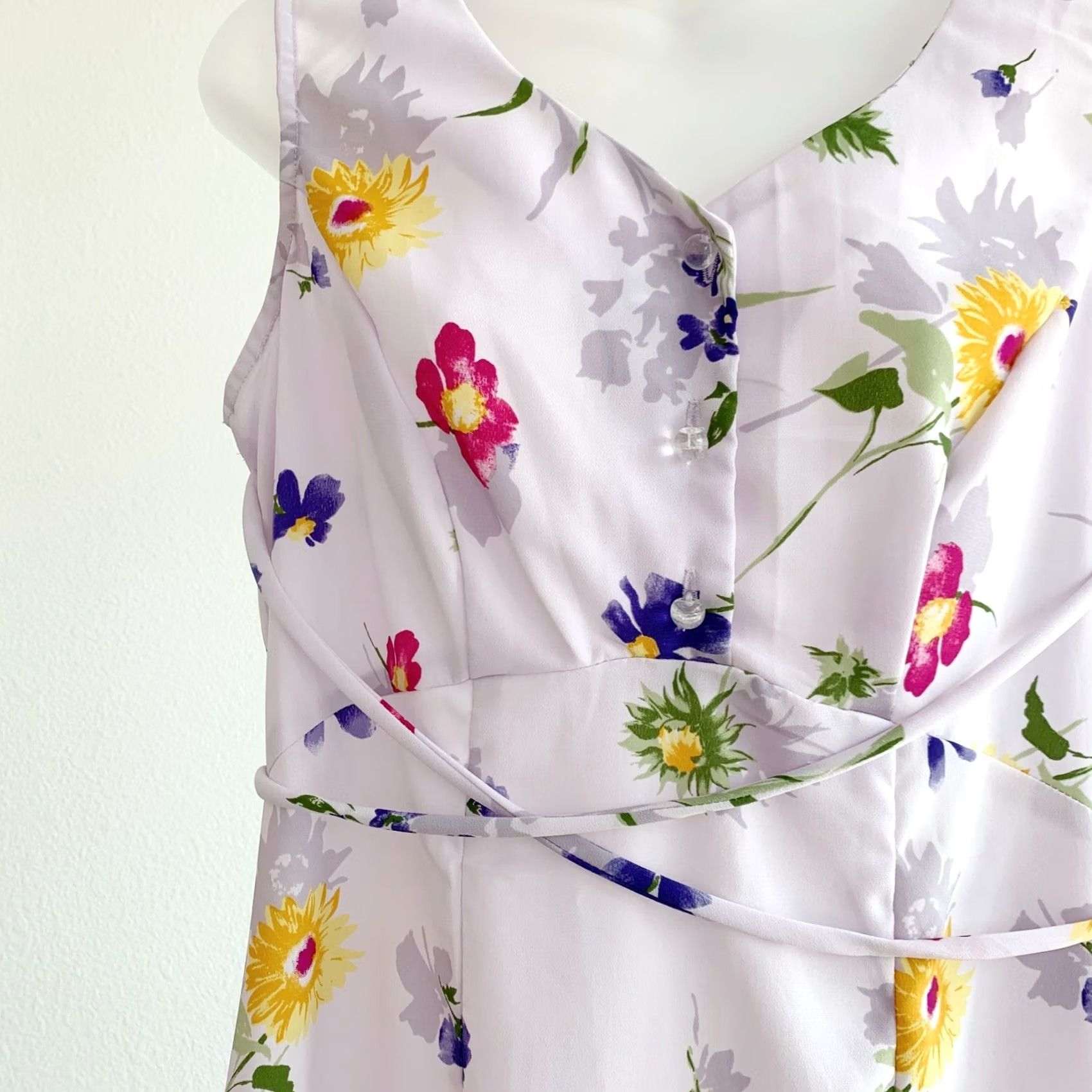 Blair Joni Blair Vintage 90s Purple Floral Long Sleeveless A-Line Dress 9/10 Womens Size M / US 6-8 / IT 42-44 - 2 Thumbnail
