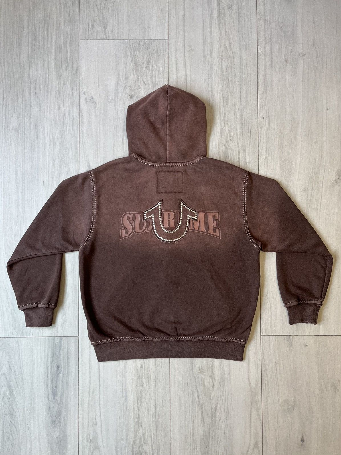 image of Supreme True Religion Zip Up Hooded Sweatshirt in Brown, Men's (Size Medium)