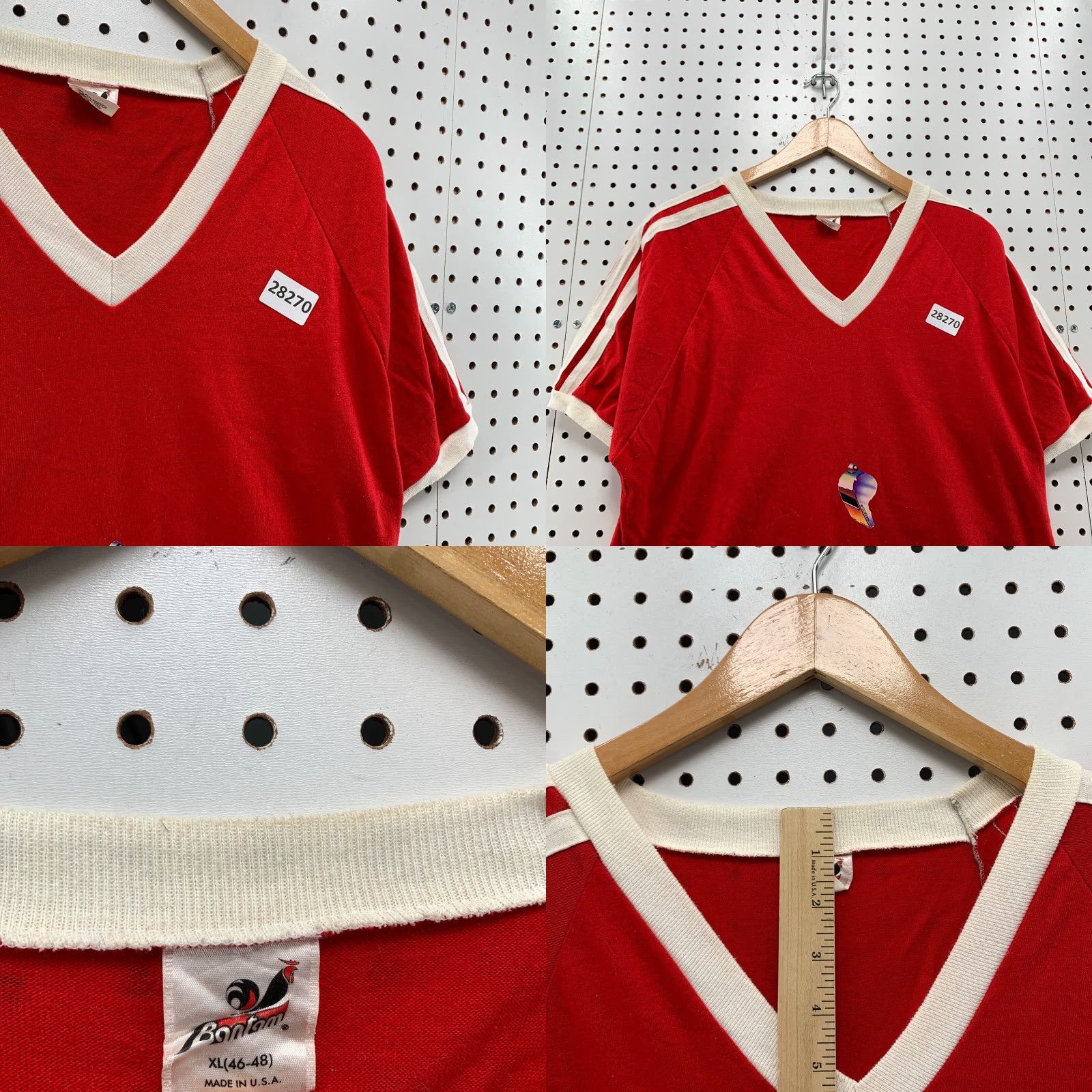 Whistles VINTAGE Bantam Shirt Unisex Adults L Red Cotton Polyester 70s 80s Sports Coach's Whistle 21.5x29 EICH Shirt Mens WomenS Size US L / EU 52-54 / 3 - 8 Thumbnail