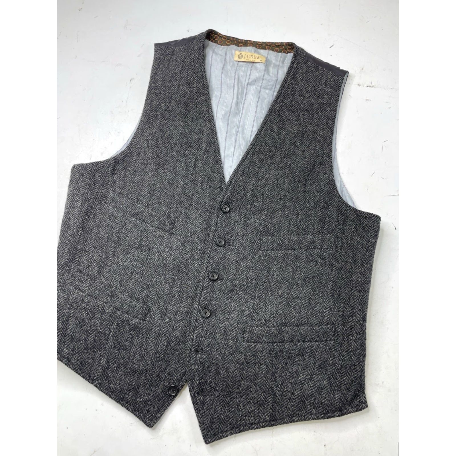 J.Crew VINTAGE J.CREW Suit Vest Men’s Tweed Wool Herringbone Gray Moon M Size US M / EU 48-50 / 2 - 2 Thumbnail