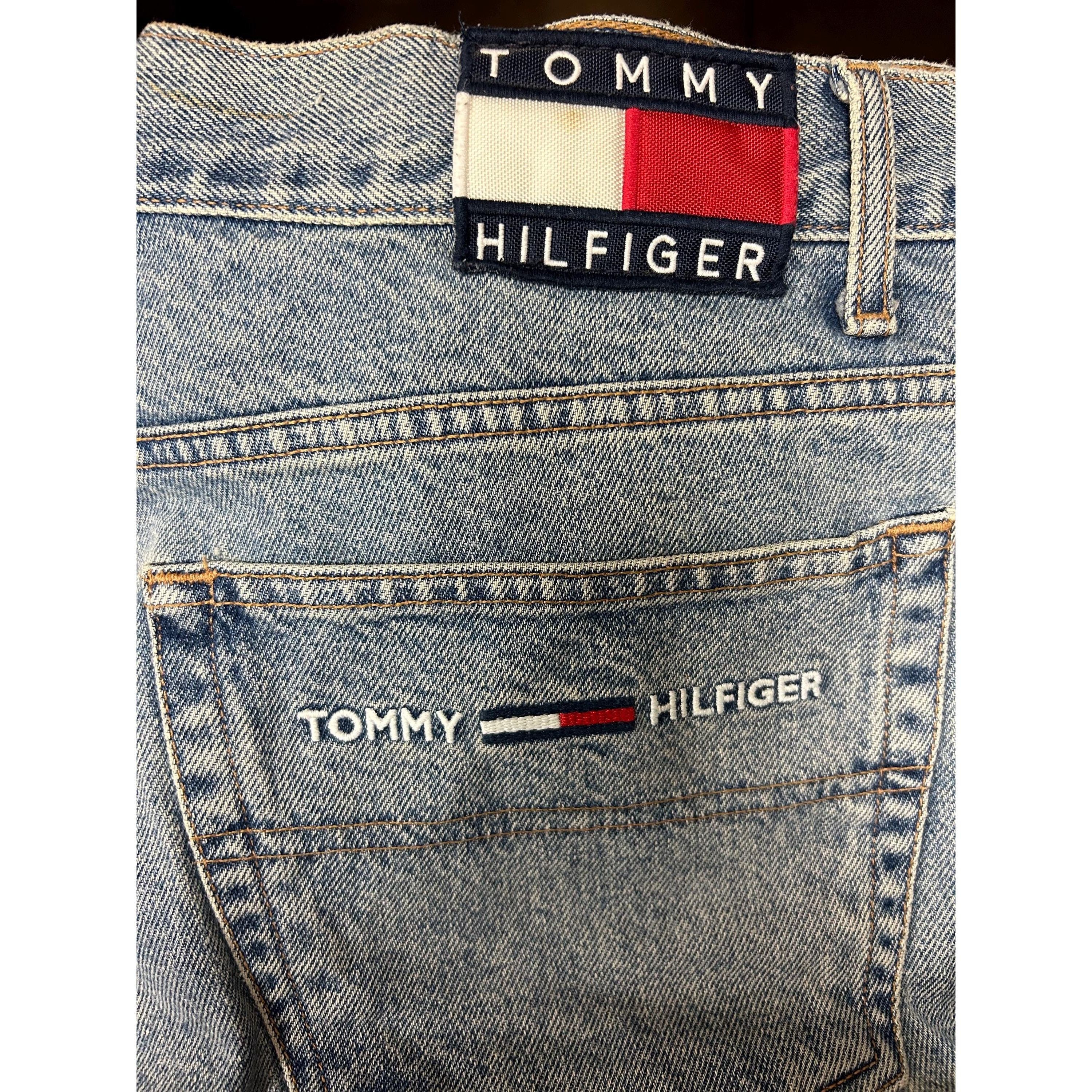 Tommy Hilfiger 90's SPELL OUT Blue Jeans DEMIN FLAG Logo HIP HOP Shorts Size US 40 / EU 56 - 5 Thumbnail