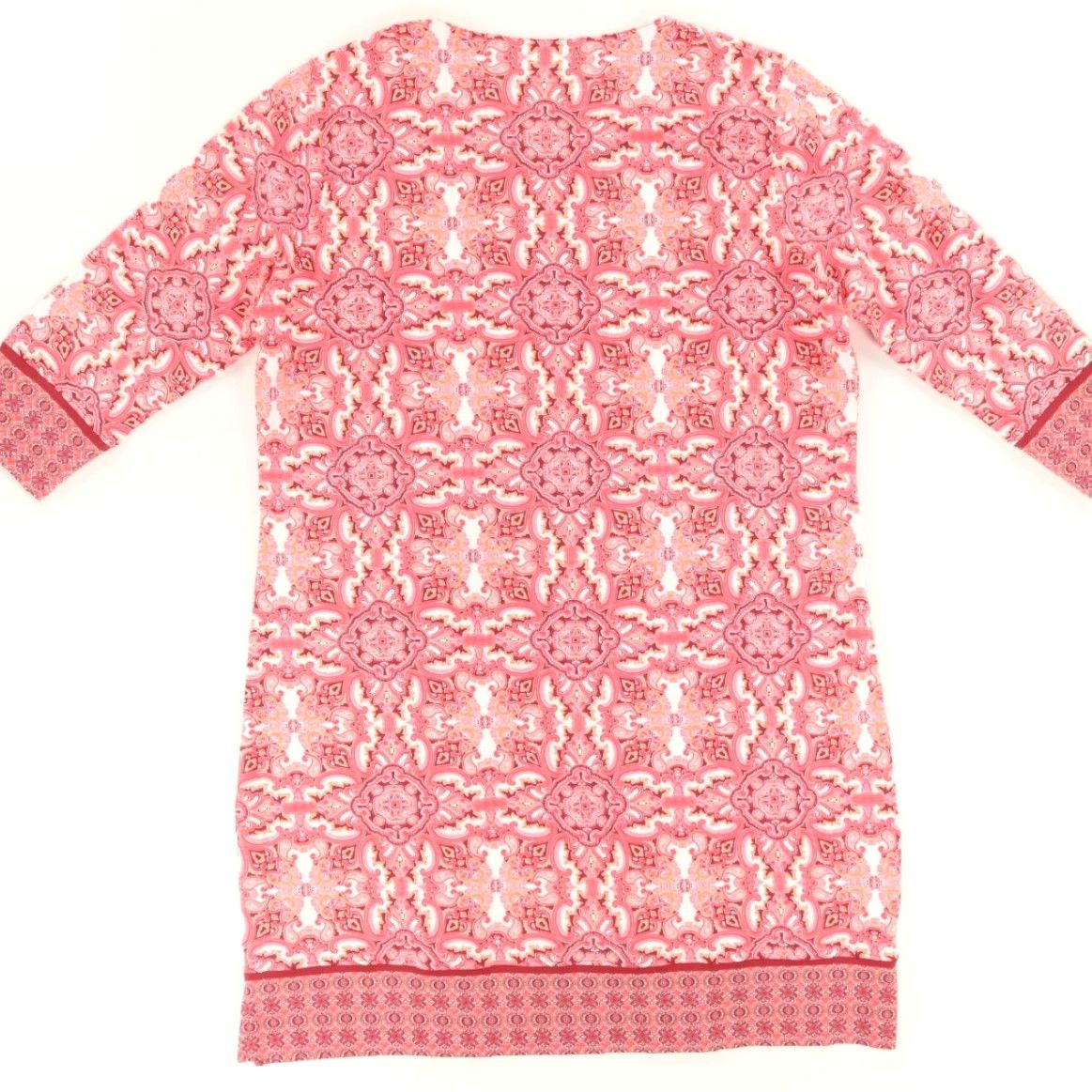 Vintage Coolibar Dress Women's L Red Patterned Tunic Stretch V-Neck 3/4 Sleeve Size L / US 10 / IT 46 - 4 Thumbnail