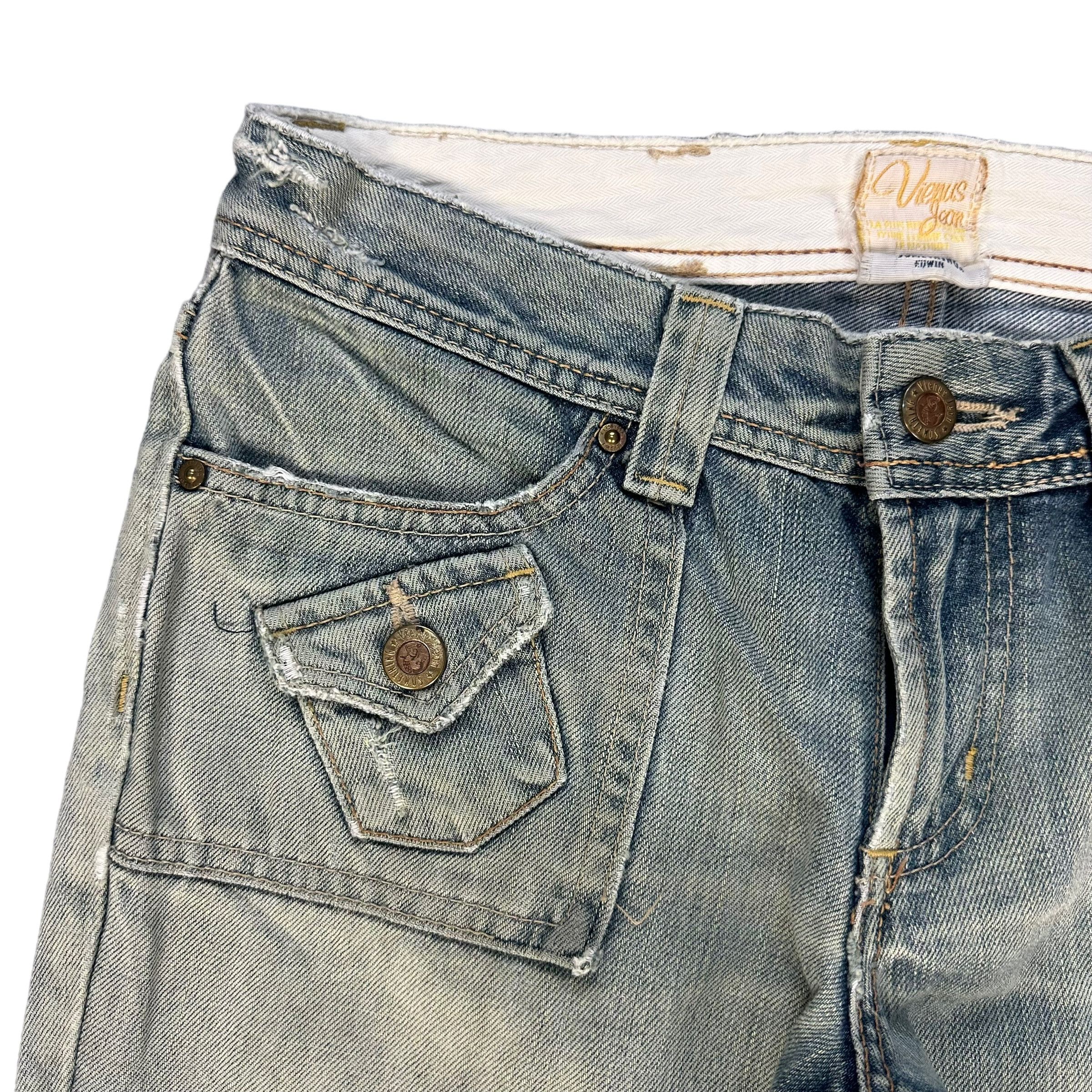 Edwin VIENUS JEANS EDWIN RUSTY DISTRESS FLARE JEANS #8865-032 Size 31" - 3 Thumbnail