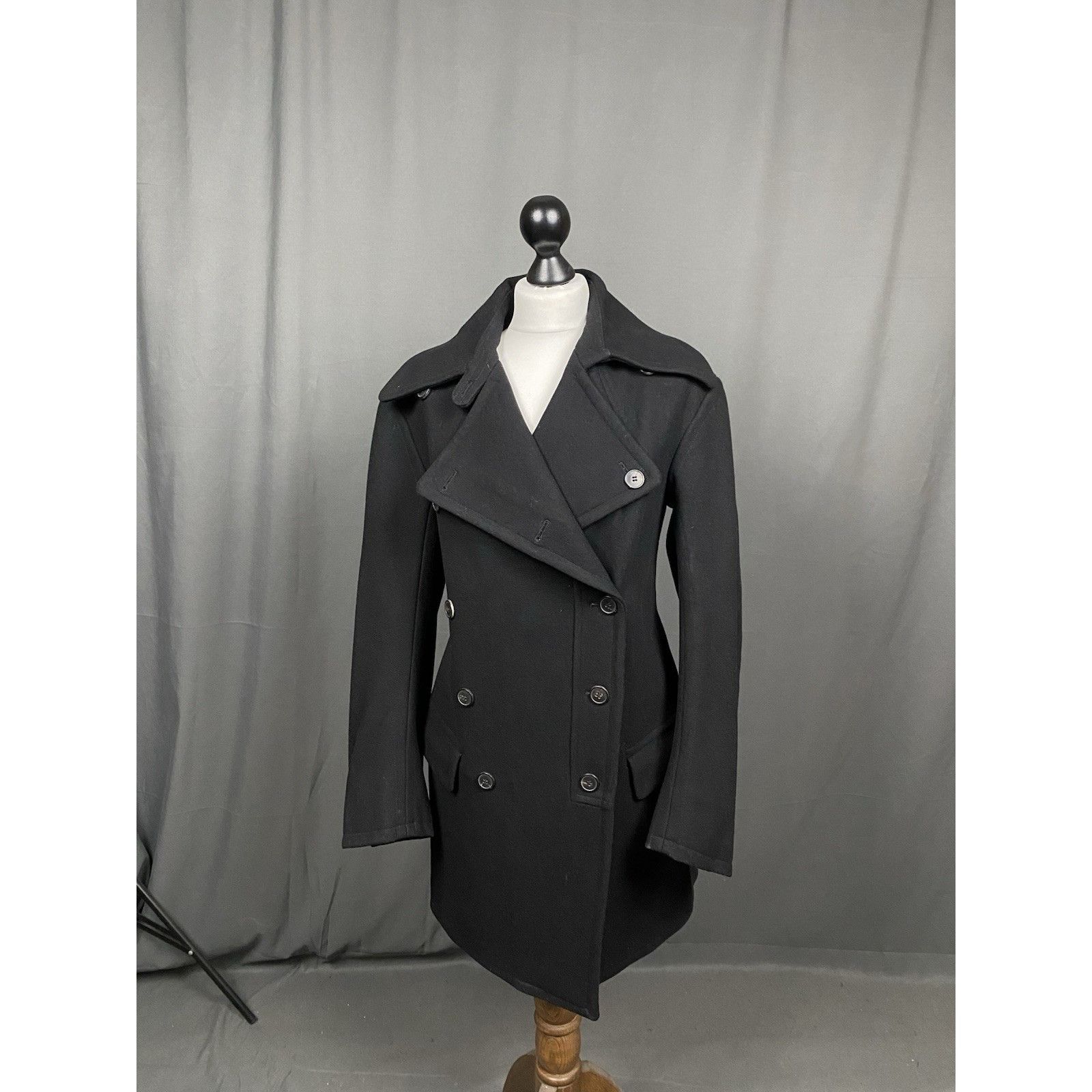 Dries Van Noten Dries Van Noten Women's Black Wool Double Breasted Pea Coat Size S / US 4 / IT 40 - 2 Thumbnail