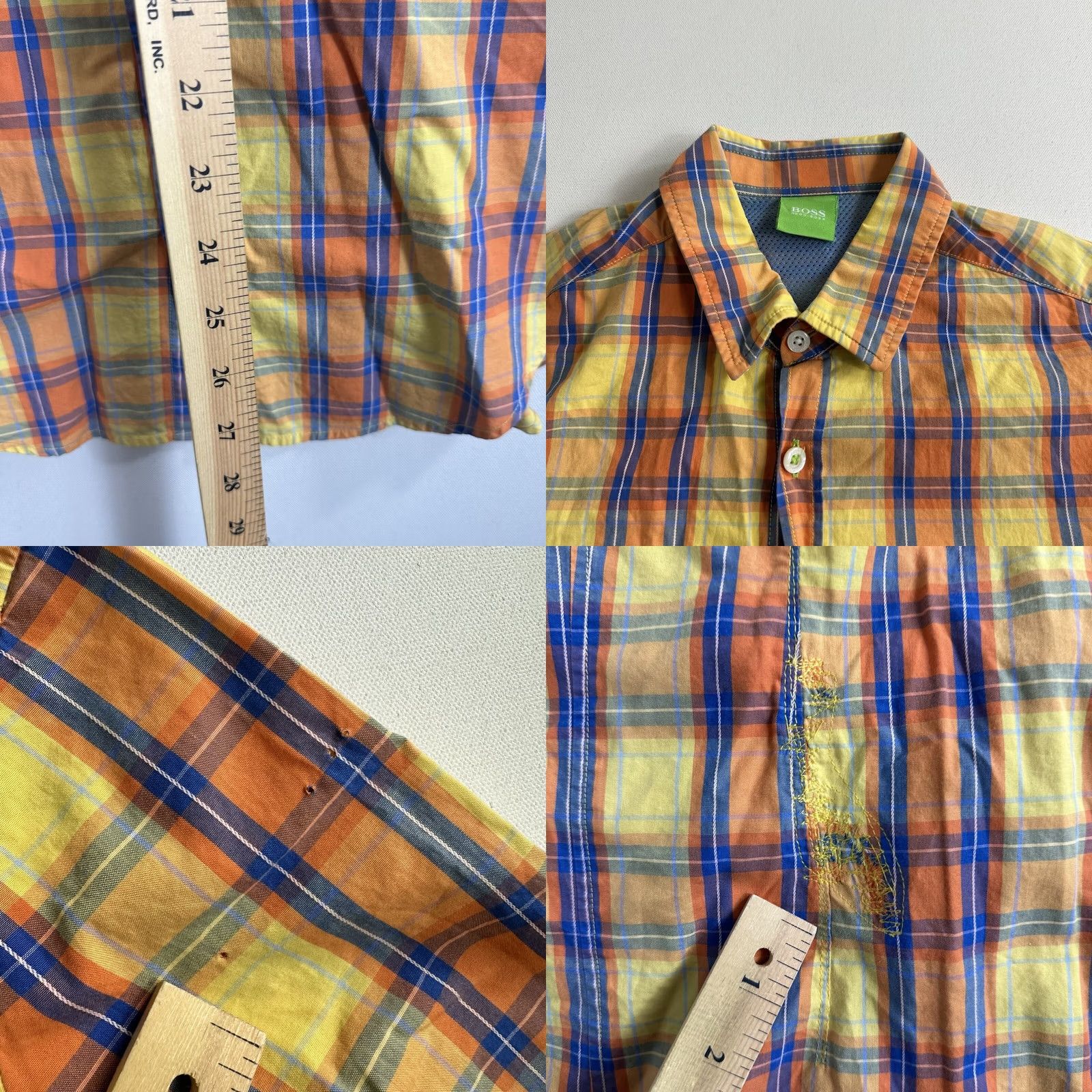 Hugo Boss HUGO BOSS Green Label Button-Up Short Sleeve Plaid Shirt Cotton Size Small Multicolor Men Regular Shirt Size US S / EU 44-46 / 1 - 8 Thumbnail