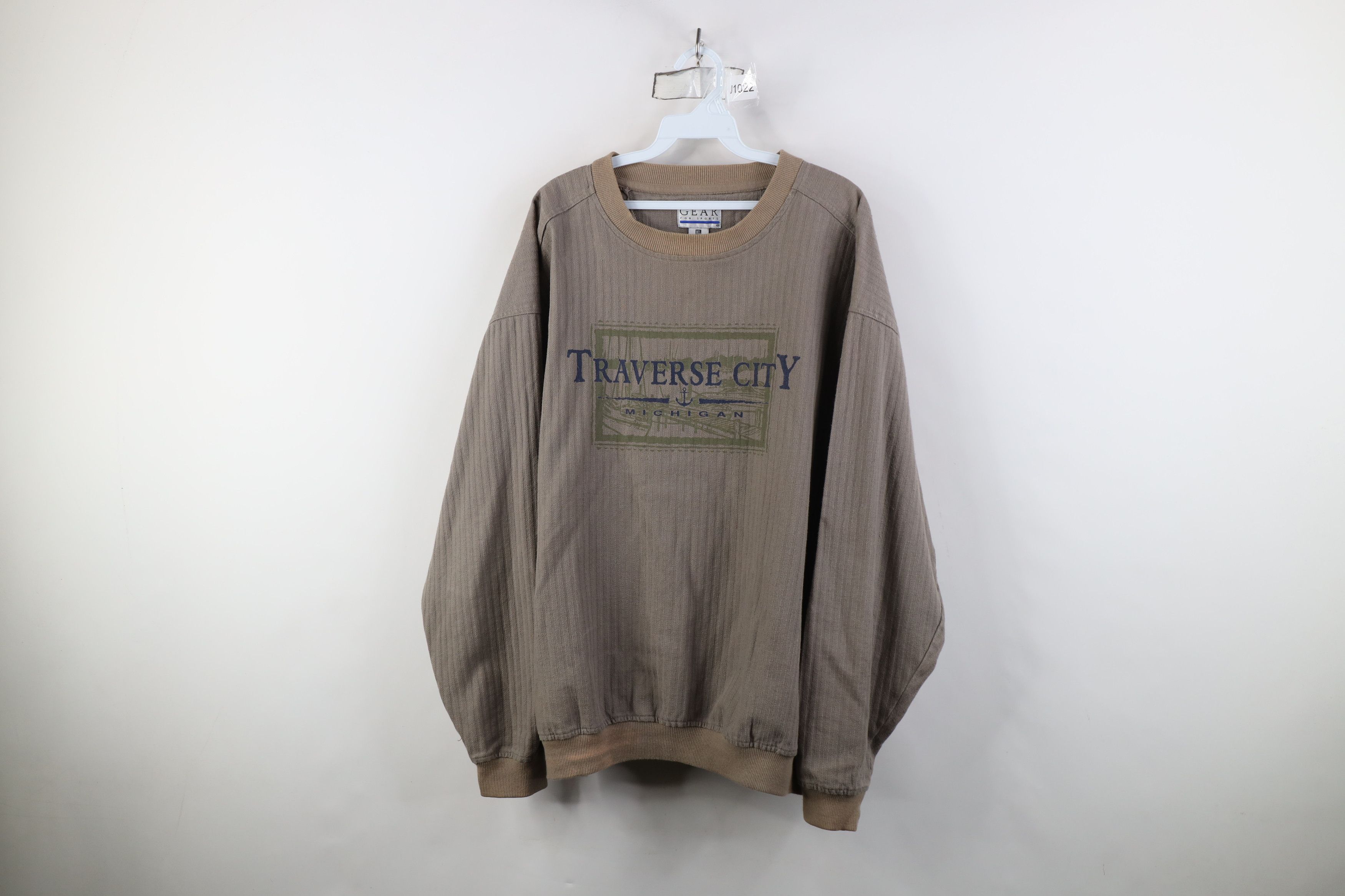 Vintage Vintage 90s Streetwear City Michigan Ribbed Sweatshirt Size US XL / EU 56 / 4 - 1 Thumbnail