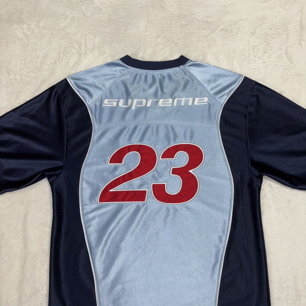 Jordan Brand × Supreme Supreme Jordan Warm Up Jersey Small Light Blue Football FW24 Size US S / EU 44-46 / 1 - 8 Thumbnail