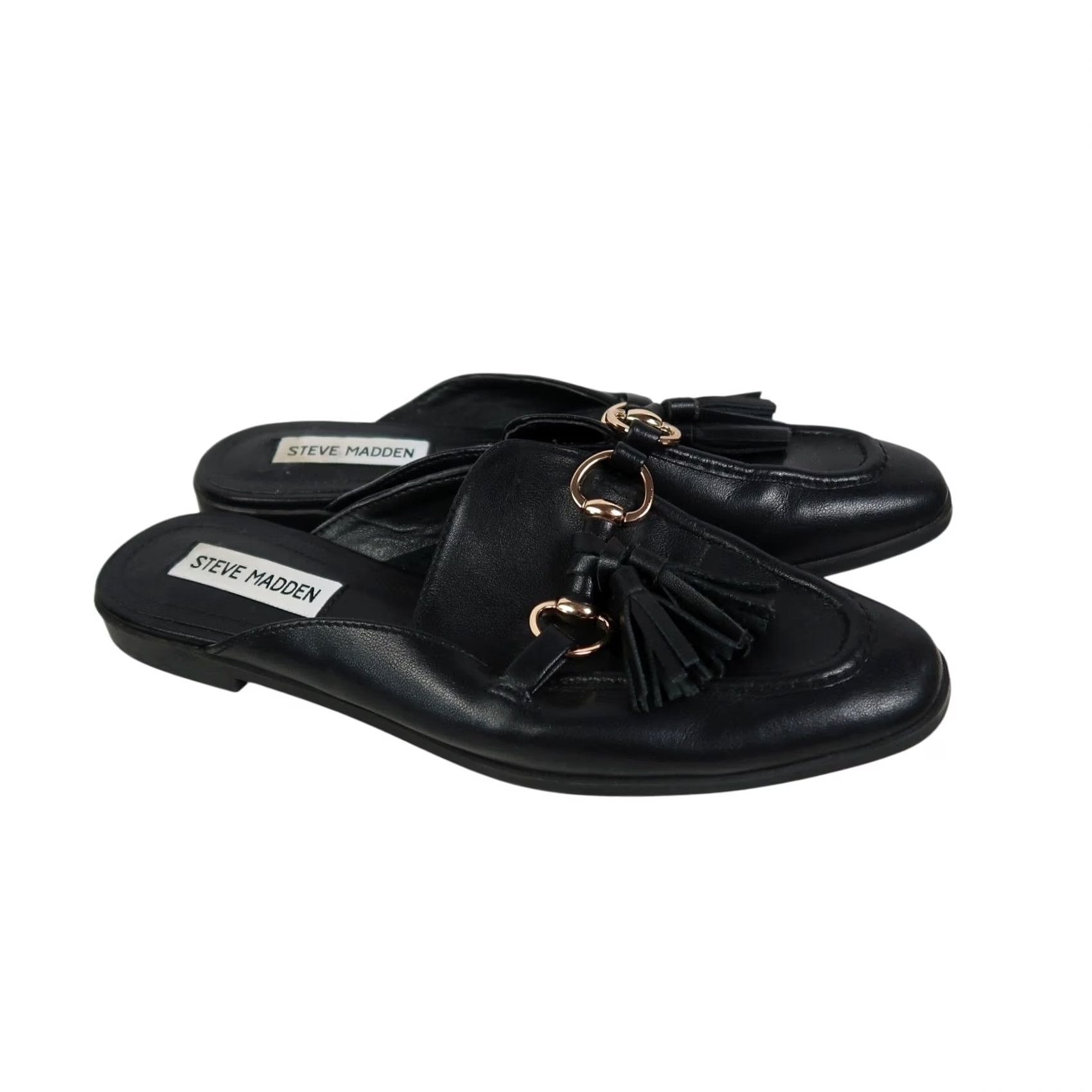 Steve Madden Steve Madden Cayler Black Leather Slip-On Mule Loafer Flats 6.5 - Women Size US 7 / IT 37 - 2 Thumbnail
