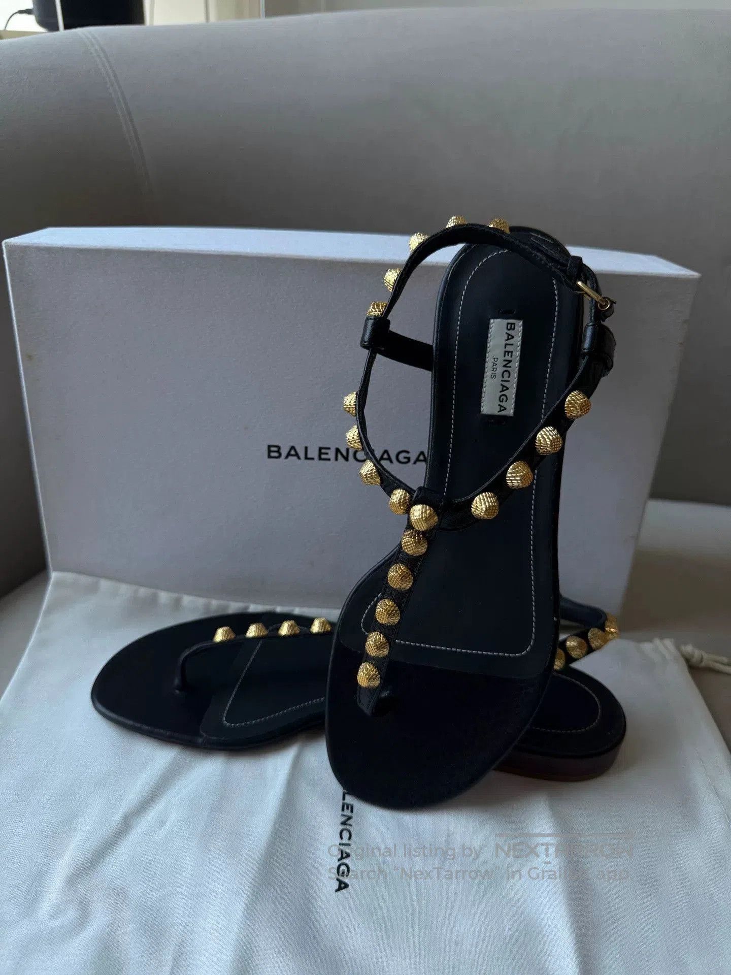 Balenciaga Balenciaga Arena Studded Leather Flat Sandals. Size US 7 / IT 37 - 3 Thumbnail