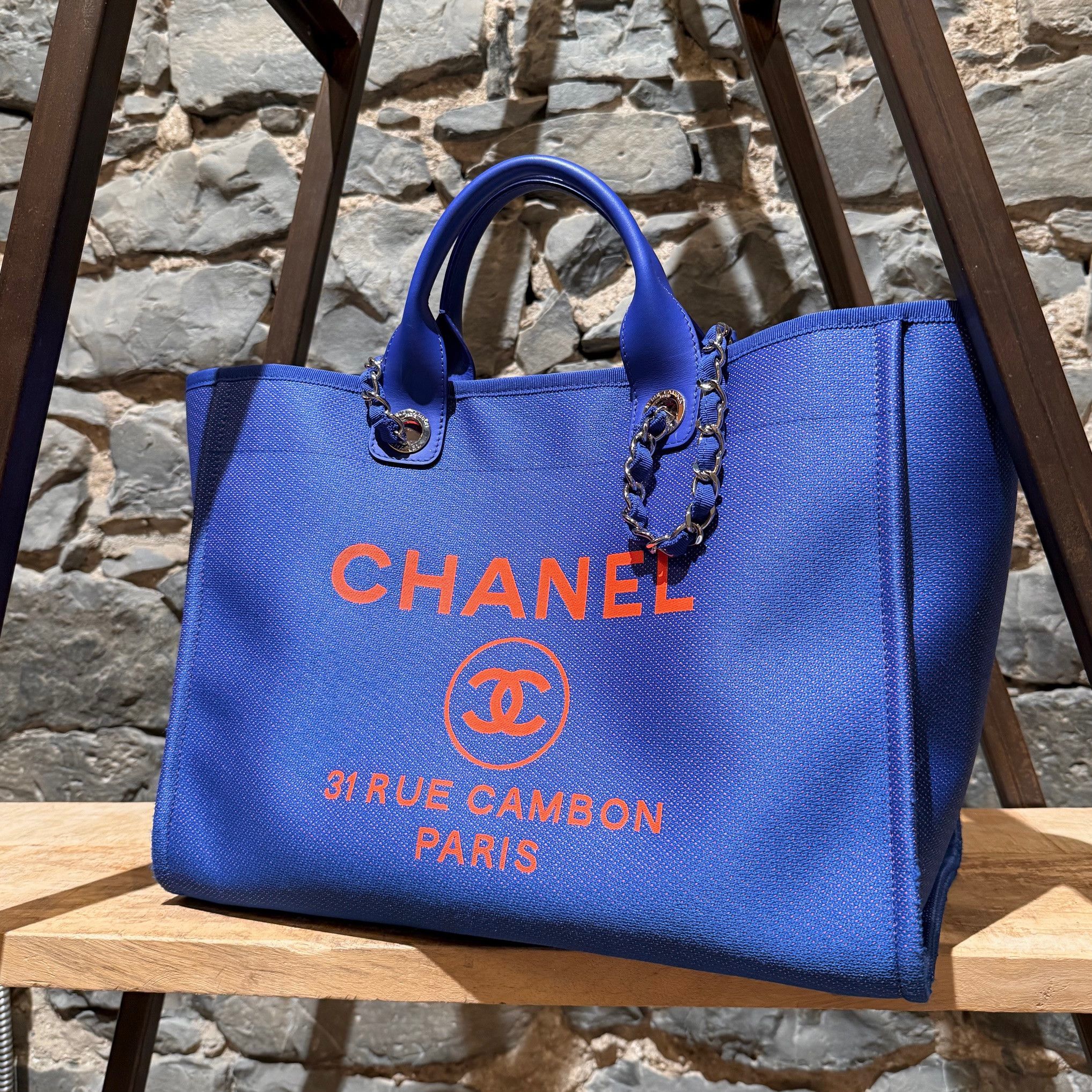 Chanel Chanel SS21 Electric Blue Orange Medium Deauville Tote Bag Size ONE SIZE - 2 Thumbnail