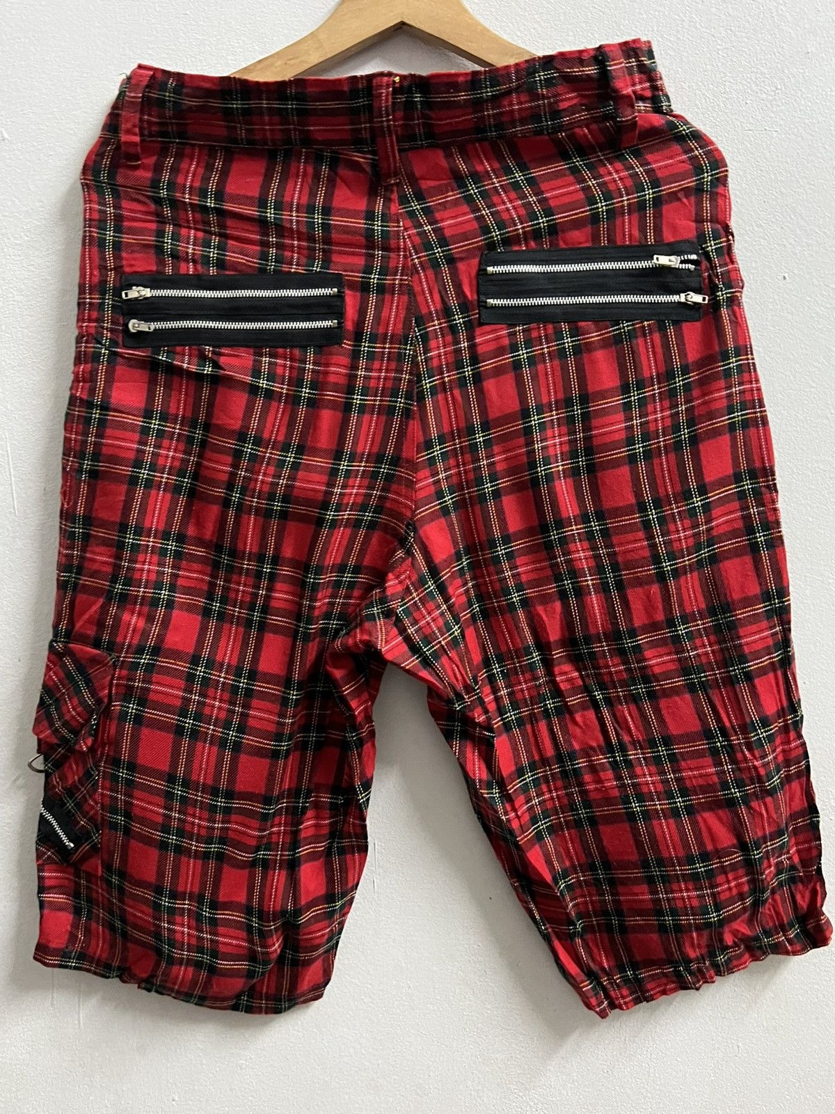 Band Tees × Punk and Yo × Seditionaries Red Tartan Bondage Punk Rock Metal Short Darkwear Pants Size US 29 - 3 Thumbnail