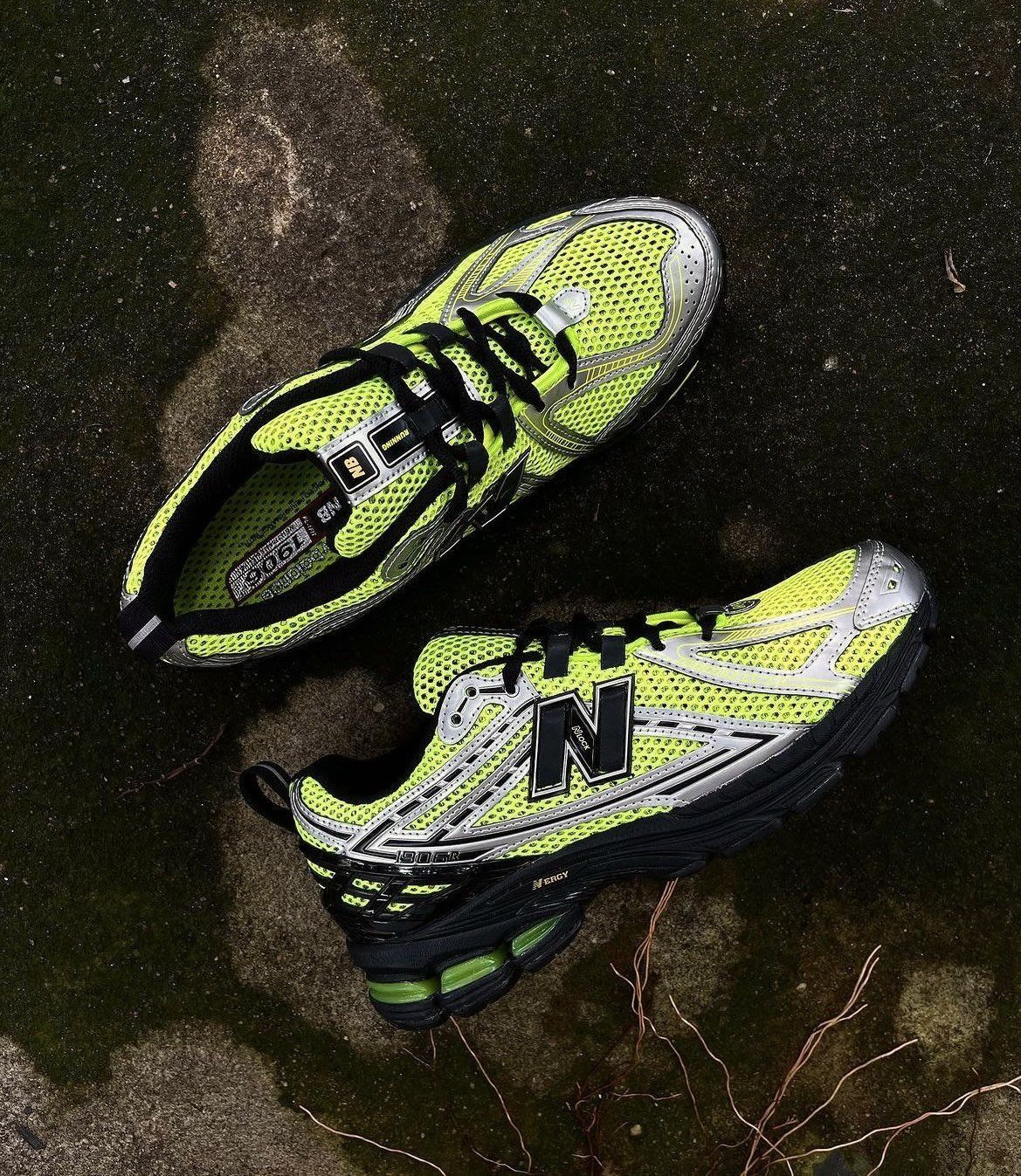 image of New Balance 1906R "volt / Black" Panelled Sneakers in Green, Women's (Size 6.5)
