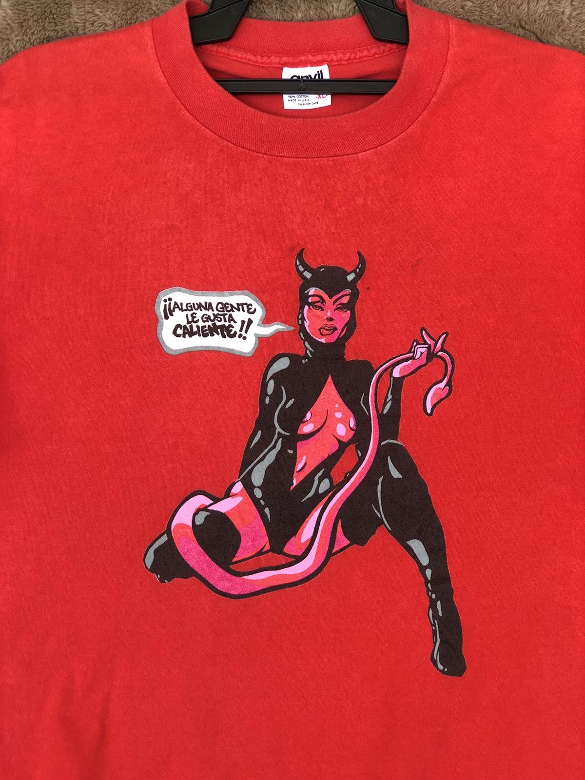 Vintage Vintage 90s Devil Women In Red Tee Size US XL / EU 56 / 4 - 3 Thumbnail