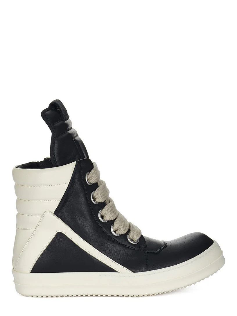靴 Rick Owens MEGA GEOBASKET /BLK MILK MILK RICK OWENS Mega Bumper Geobasket Sneaker in Black/Milk