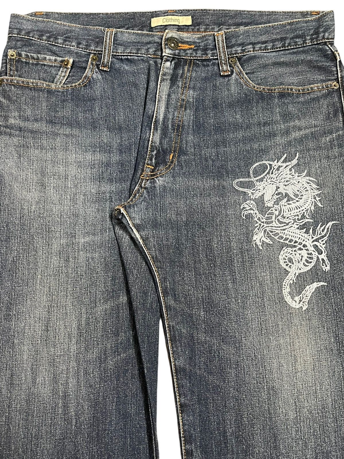 Hypebeast Vintage Japanese Brand Dragon Style Sukajan Art Work Jeans Size US 35 - 4 Thumbnail