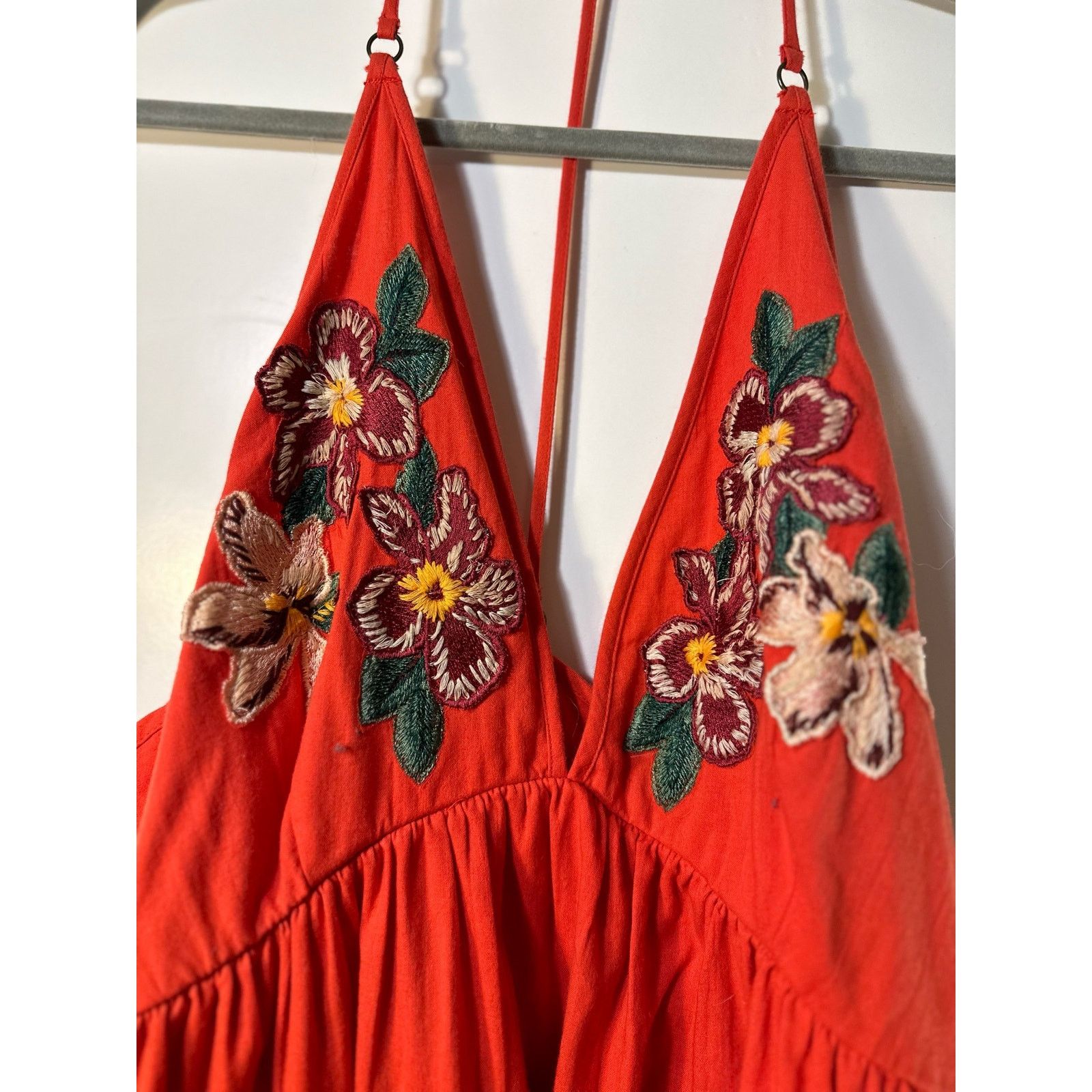 Free People Free People Babydoll Embroidered Floral Halter Sundress Size L / US 10 / IT 46 - 2 Thumbnail