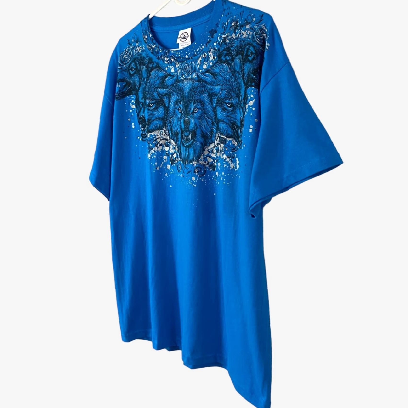 Delta VINTAGE Y2K Animal Planet Wolf Graphic T-Shirt Mens L Blue Metallic Splatter Tee Size US L / EU 52-54 / 3 - 2 Thumbnail