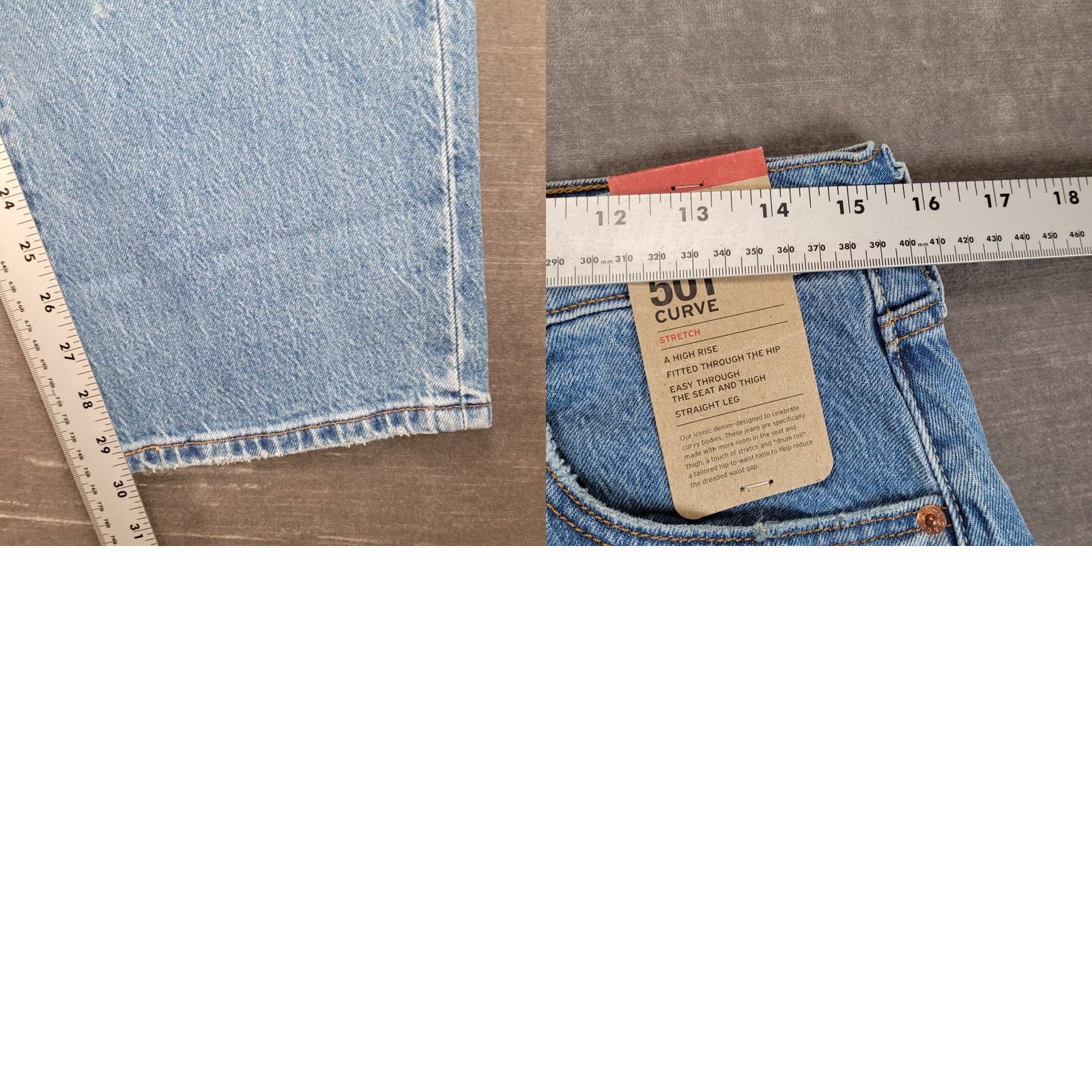 Levi's Womens Levis 501 Jeans 31x30 Light Blue High Rise Stretch Straight Leg NEW Size 24" / US 00 / IT 34 - 8 Thumbnail