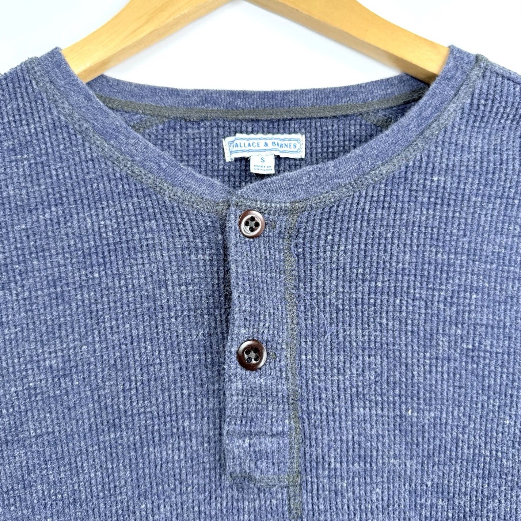 Wallace & Barnes VINTAGE Wallace Barnes Henley Thermal Shirt Mens S Navy Blue All Cotton Knit 90s Retro City Hipster Outdoor Thermal Shirt Mens XS-? Size US S / EU 44-46 / 1 - 3 Thumbnail