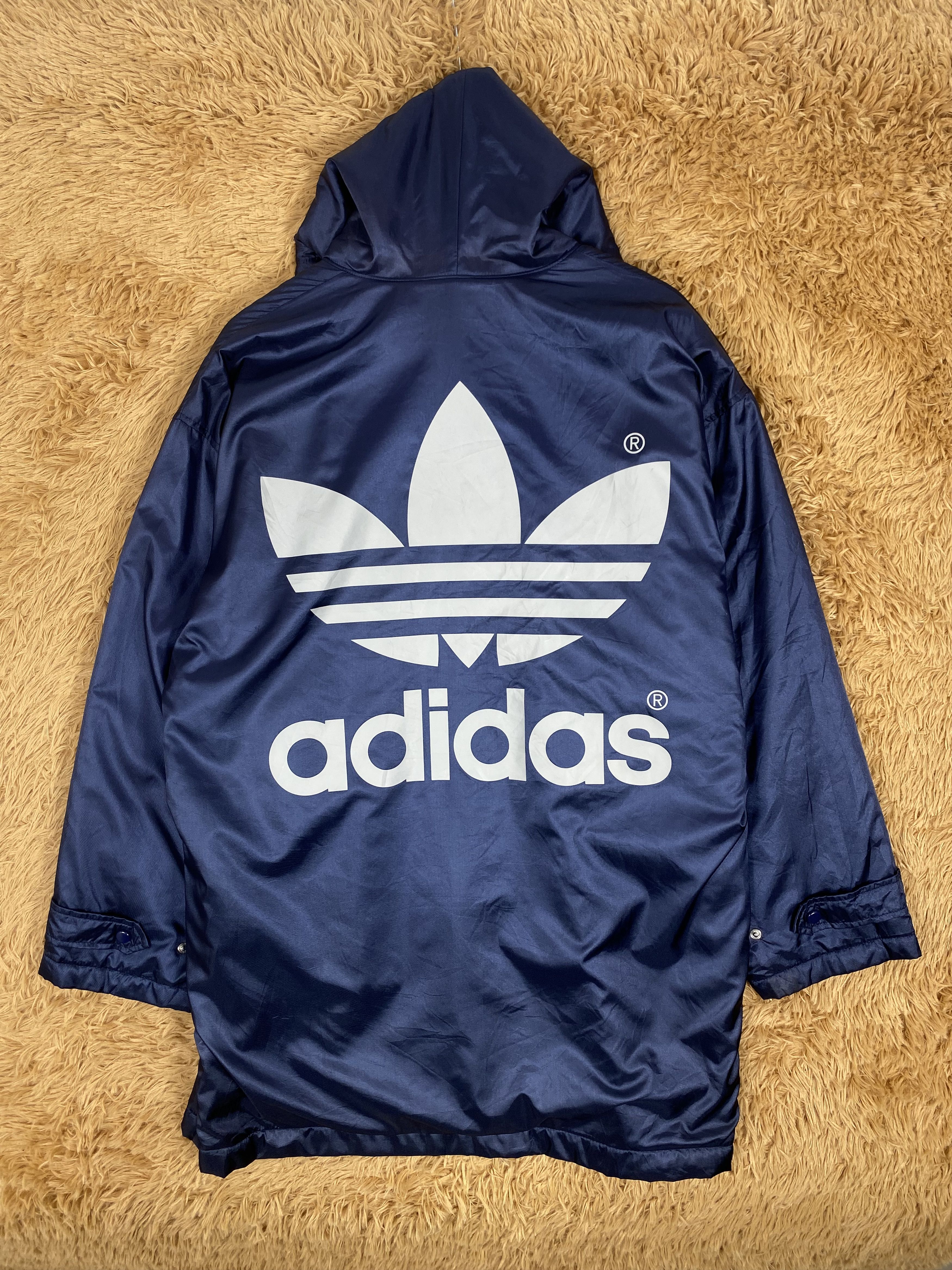 Adidas Vintage Adidas Big Logo Fleece Lining Long Jacket PJ2489 Size US XL / EU 56 / 4 - 1 Thumbnail