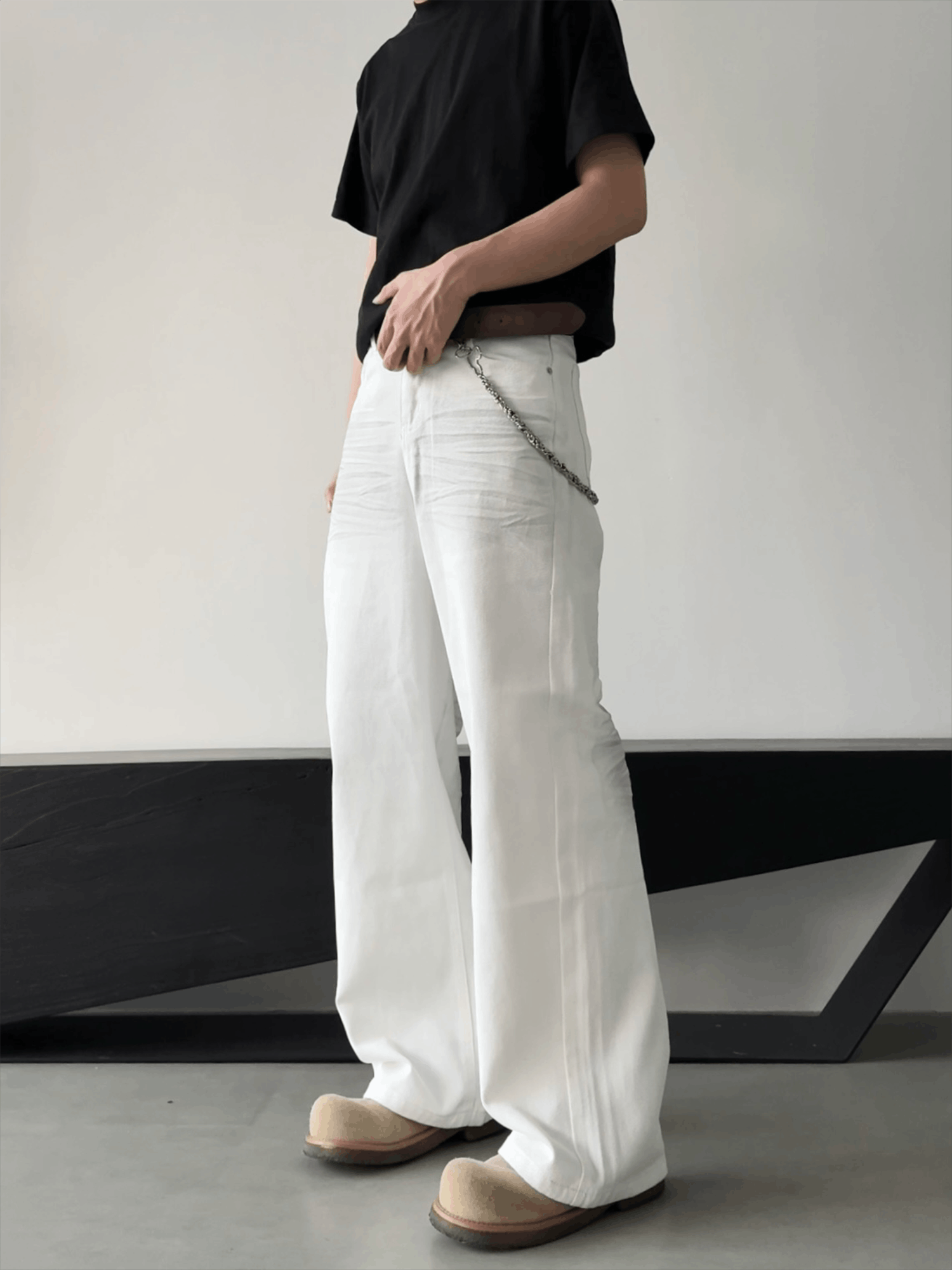 Vintage White Loose Wide Straight Leg Jeans Size US 30 / EU 46 - 2 Thumbnail