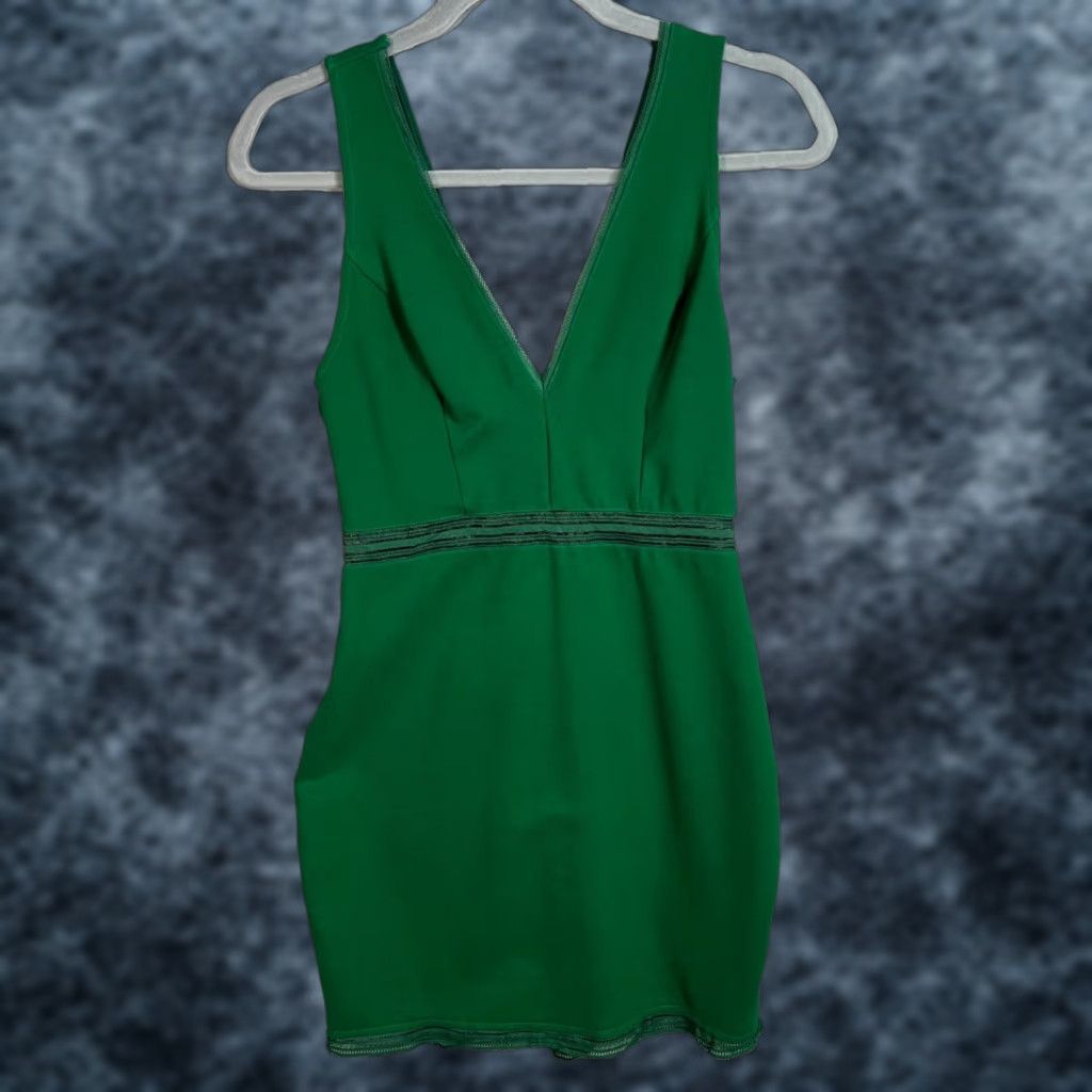 Vintage VINTAGE Lush Green Sleeveless V-Neck Mini Dress Women Small Cotton Blend Size S / US 4 / IT 40 - 1 Thumbnail
