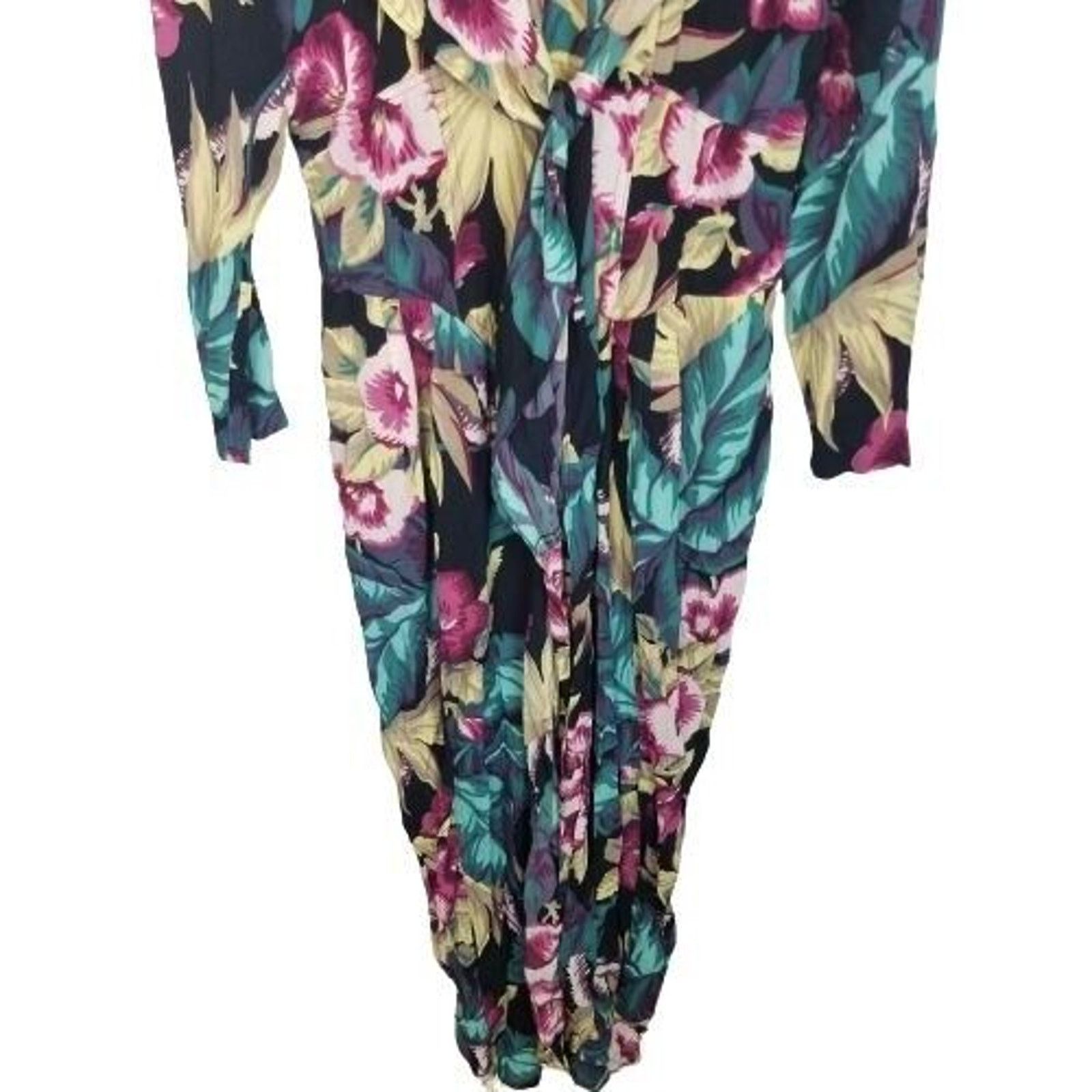 Vintage Vintage Karen Alexander Womens Floral Jumpsuit Sz 8 Tropical Size 30" / US 8 / IT 44 - 3 Thumbnail