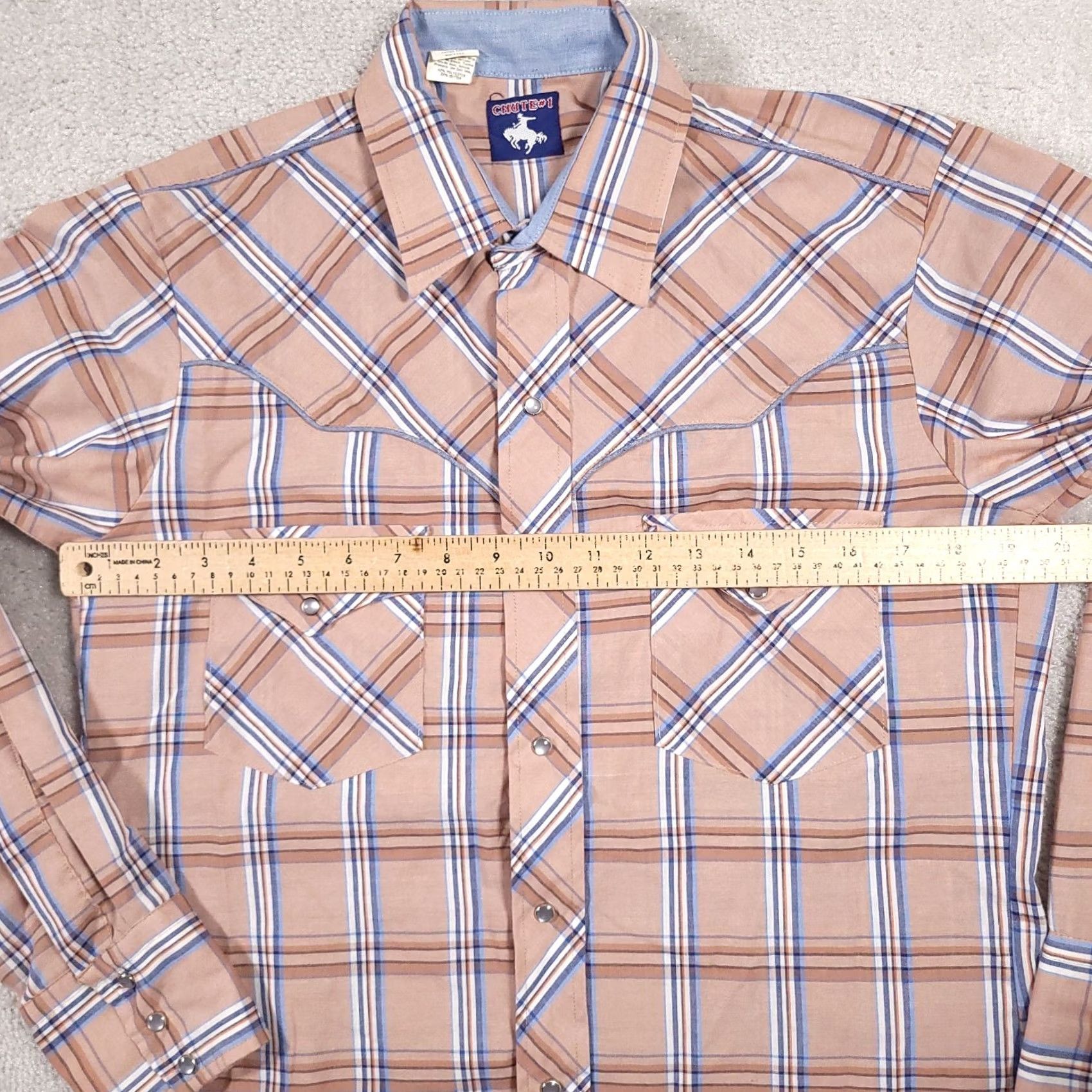 Vintage VINTAGE Chute #1 Shirt Brown Check Pearl Snap Cowboy Rodeo Western Mens 15.5 33 Size US L / EU 52-54 / 3 - 7 Thumbnail