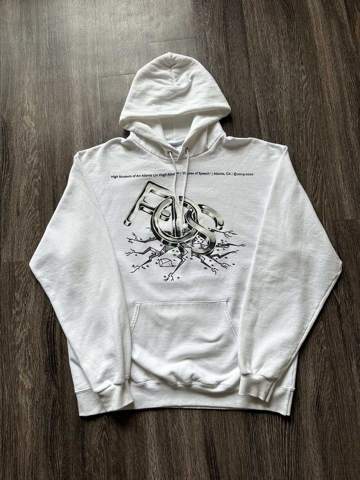 image of Champion x Virgil Abloh “Figures Of Speech” Museum Hoodie in White, Men's (Size XL)