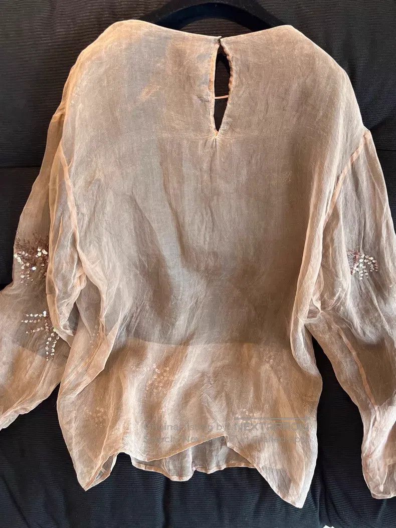 Dries Van Noten Dries Van Noten SIZE:36 Beaded Shiny Top Size S / US 4 / IT 40 - 4 Thumbnail