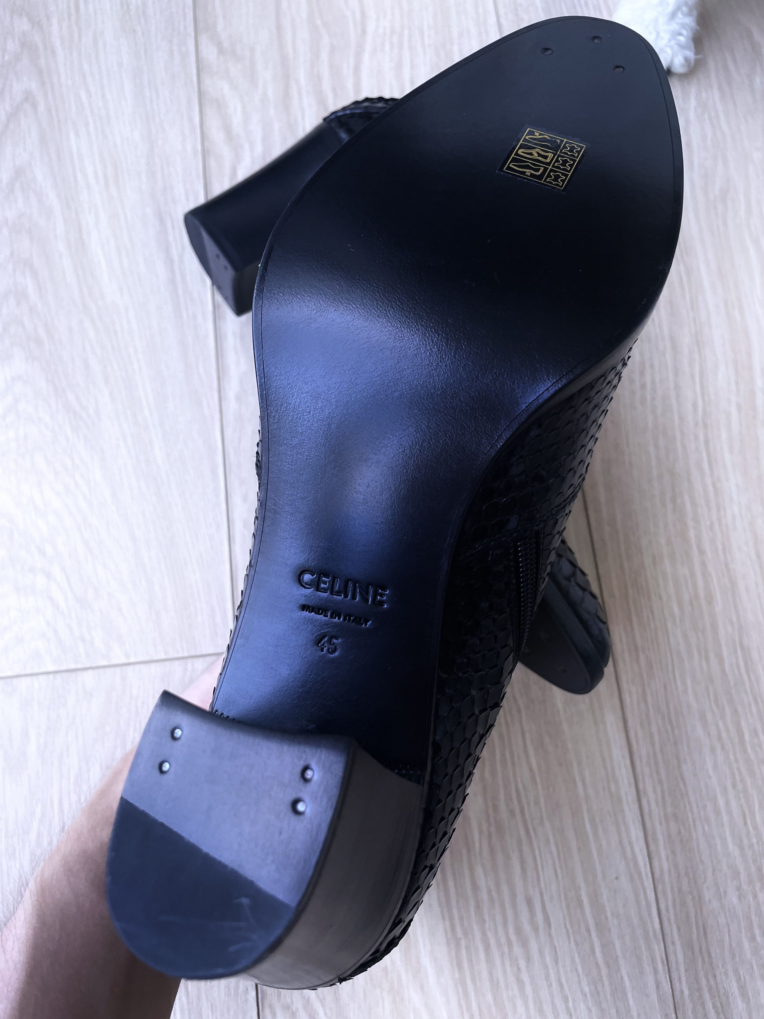 Celine × Hedi Slimane *GRAIL* AW20 BRAND NEW SHINY PYTHON LEATHER PAGES BOOTS Size US 12 / EU 45 - 12 Thumbnail