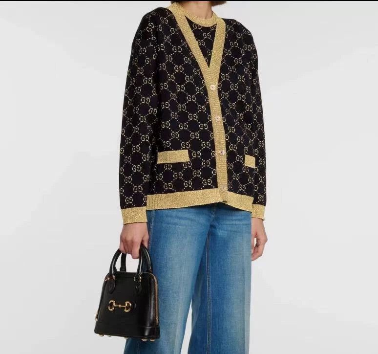 Gucci Gucci Color-matched logo jacquad full-print cotton V-neck Size M / US 6-8 / IT 42-44 - 7 Thumbnail
