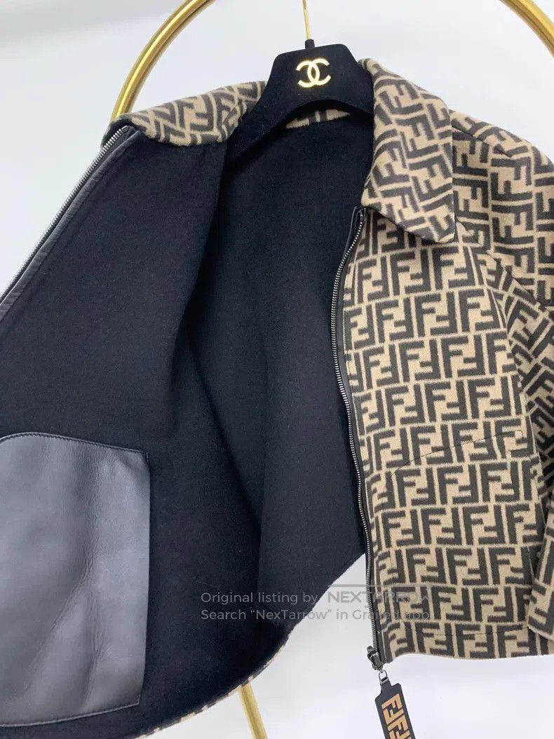 Fendi Fendi Double-Sided Bat Sleeve Wool Jacket, One Side Monogr Size XXS / US 00 / IT 34 - 4 Thumbnail