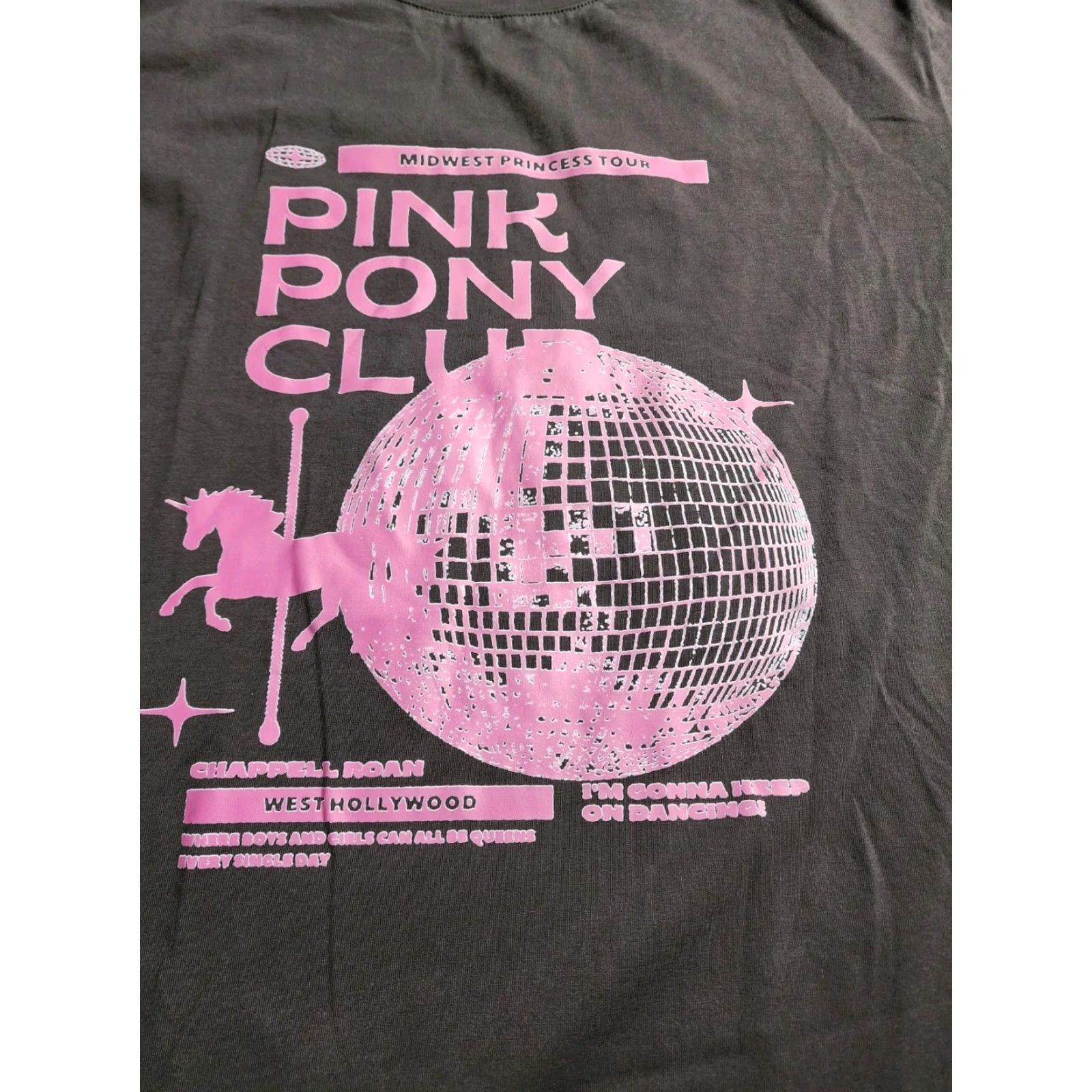 PONY Graphic Tee Women's 3XL Gray "I'm Gonna Keep On Dancing" Pony Club Short Sleeve Size XXL / US 16-18 / IT 52-54 - 2 Thumbnail