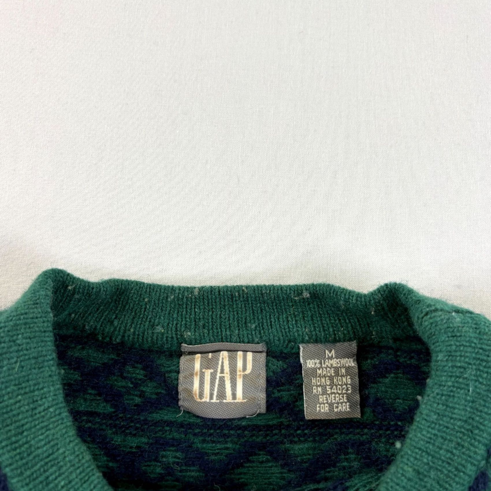 Gap VINTAGE GAP Wool Sweater Mens M Green Blue Fair Isle Crew Neck Pullover Size US M / EU 48-50 / 2 - 2 Thumbnail