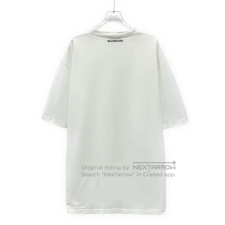 Balenciaga Balenciaga White Logo Letter Embroidered Cotton Round Neck Size US S / EU 44-46 / 1 - 2 Thumbnail