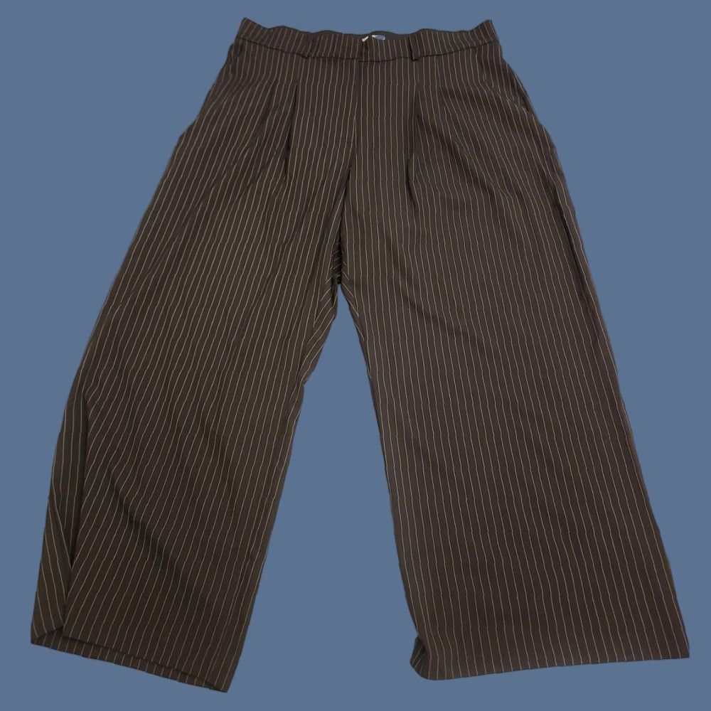 Bar III Plus Pants Womens 18W Black White Pinstripe Wide Leg Pleated Trousers