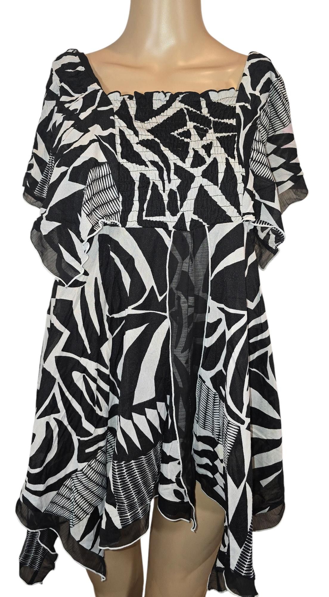 Designer Style&co. Women's Black and White Abstract Tunic Top Size L / US 10 / IT 46 - 1 Thumbnail