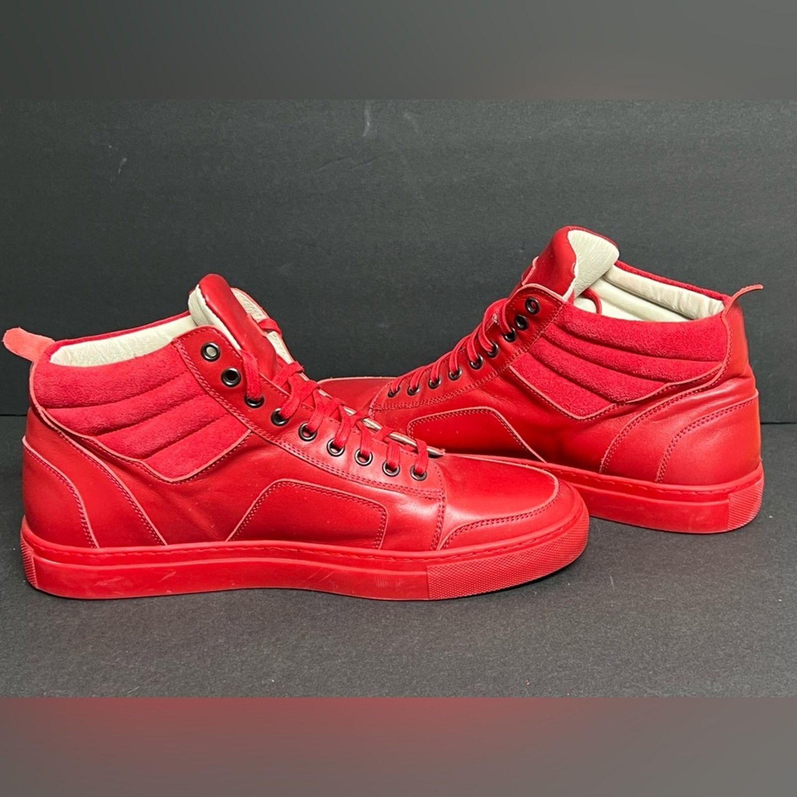 Del Toro Del Toro Red Handcrafted Leather Boxing High-Top Sneaker Size US 11 / EU 44 - 5 Thumbnail