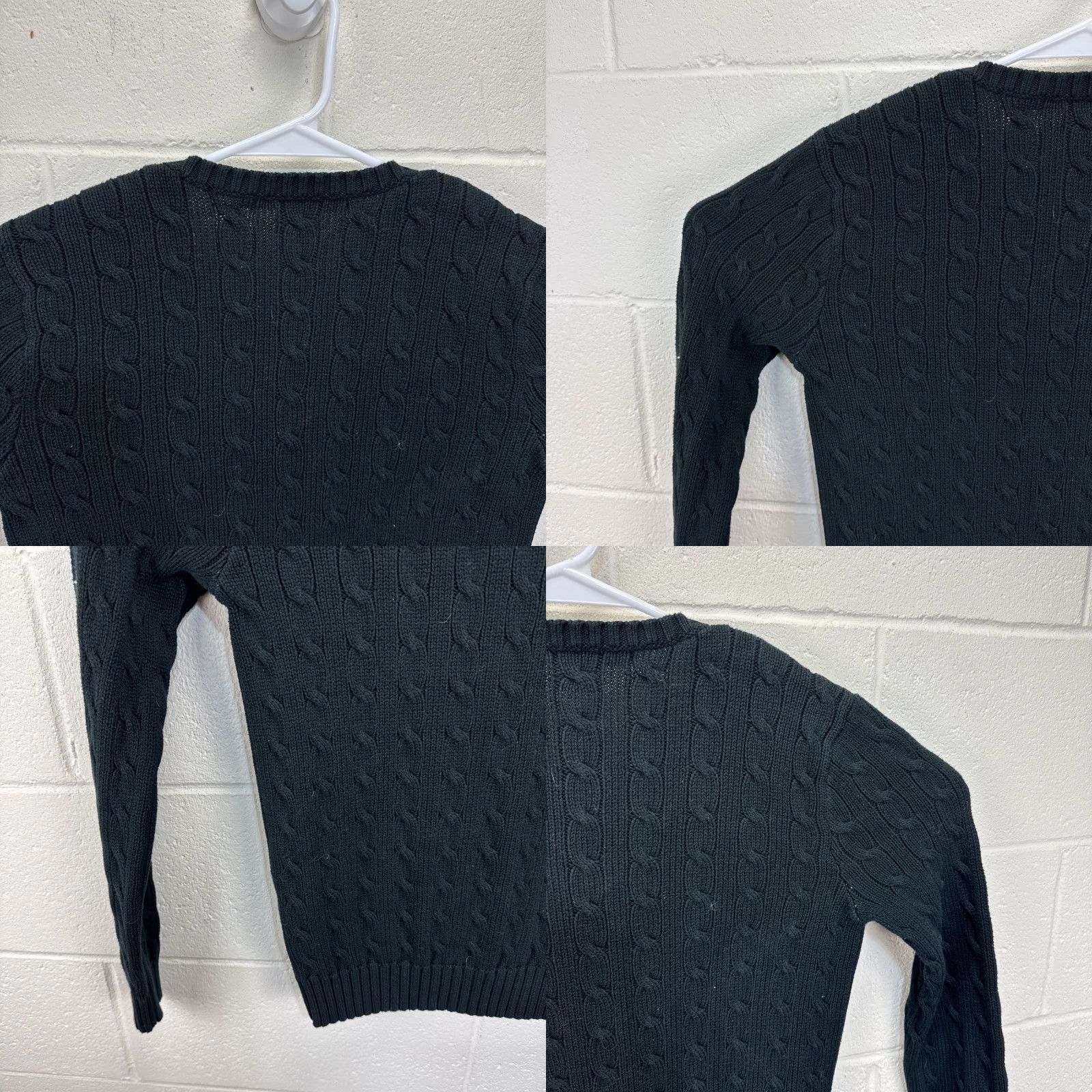 Polo Ralph Lauren VINTAGE Ralph Lauren Sport Black Cable Knit Cotton Sweater Women's Large Y2K Size L / US 10 / IT 46 - 9 Thumbnail