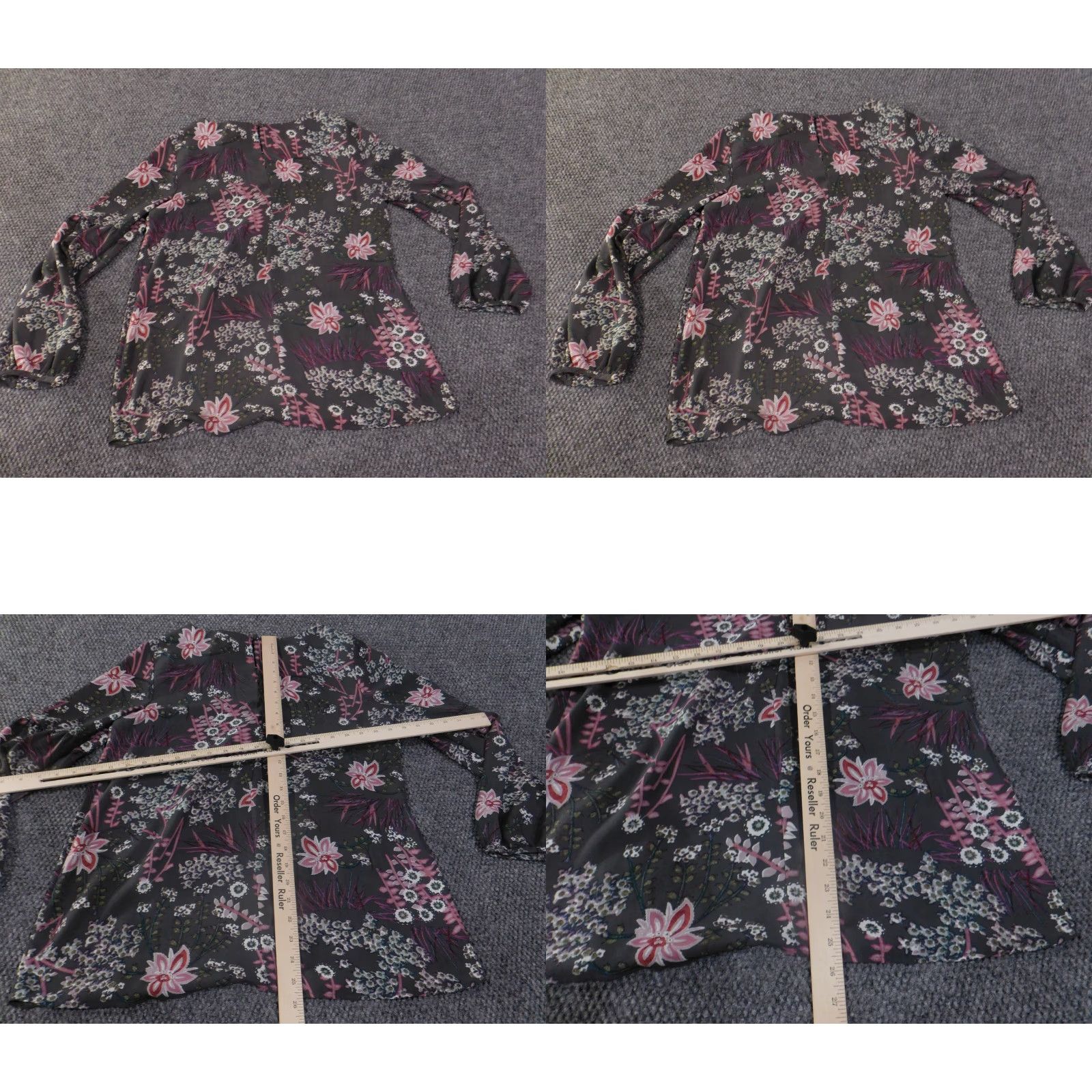 Loft LOFT Blouse Womens Medium Gray Floral Long Sleeve Lightweight Casual Shirt Camisole Lightweight Regular SS Rounds Size M / US 6-8 / IT 42-44 - 8 Thumbnail