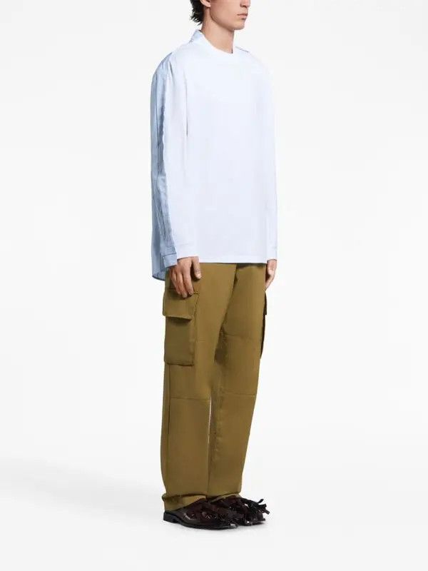 Marni o1w1db10125 Contrasting Panel-Detail Cotton T-Shirt in White Size US L / EU 52-54 / 3 - 3 Thumbnail