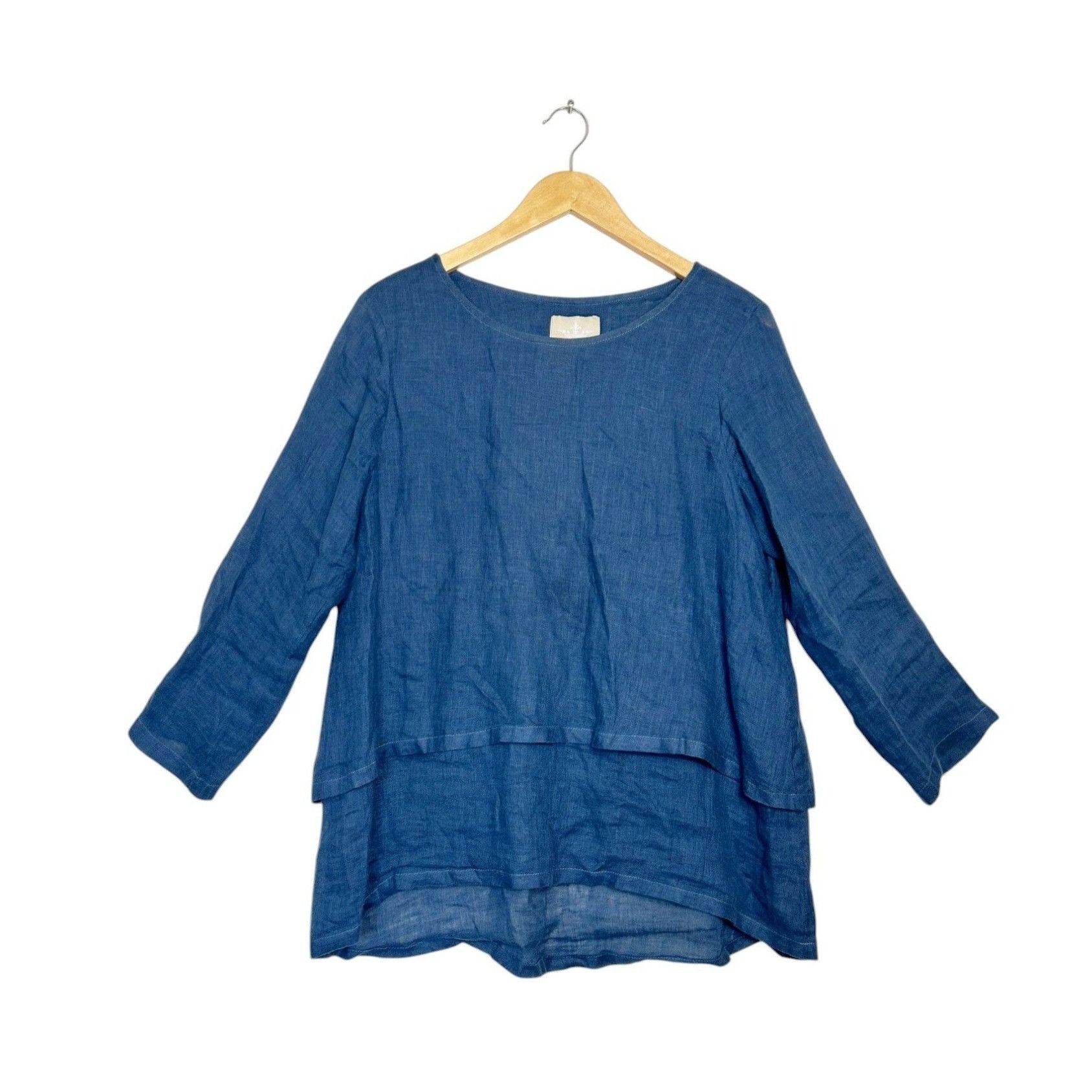 Other Crown Linen Designs Audrey Blue Layered Tunic Top in Blue - Size M / US 6-8 / IT 42-44 - 3 Thumbnail