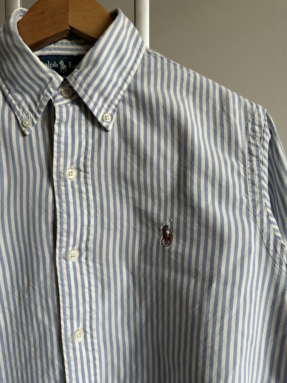 Polo Ralph Lauren Polo Ralph Lauren Blue Striped Oxford Shirt / Custom Fit Size US S / EU 44-46 / 1 - 2 Thumbnail