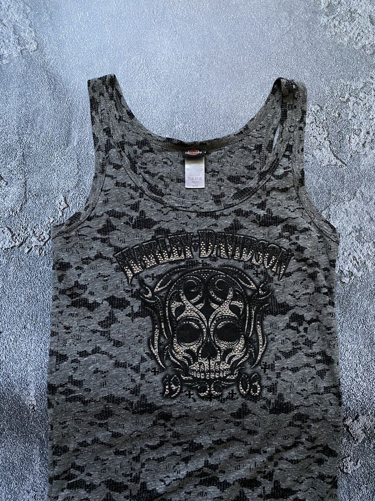 Harley Davidson Harley Davidson Tribal Rhinestones Skull Tank Top tee Size S / US 4 / IT 40 - 2 Thumbnail