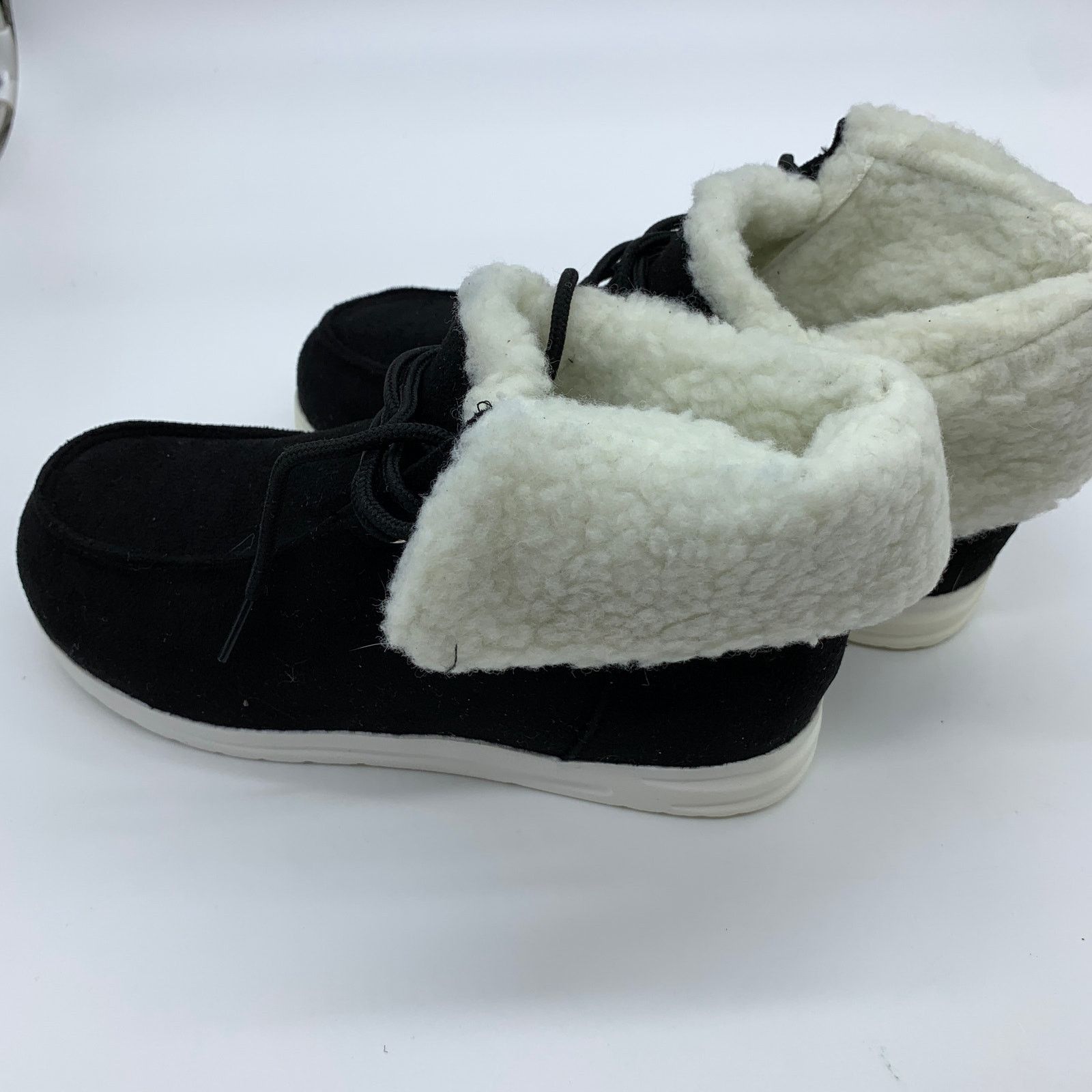 Other Women's Boots Black Size 6.5 Fleece Cuff Lace Up Size US 6.5 / IT 36.5 - 4 Thumbnail
